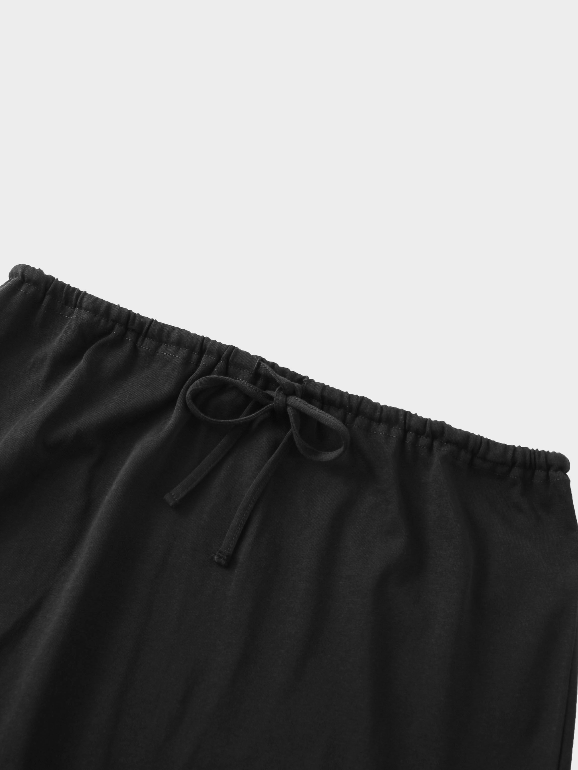 Straight Maxi Drawstring T-Shirt Skirt-Black