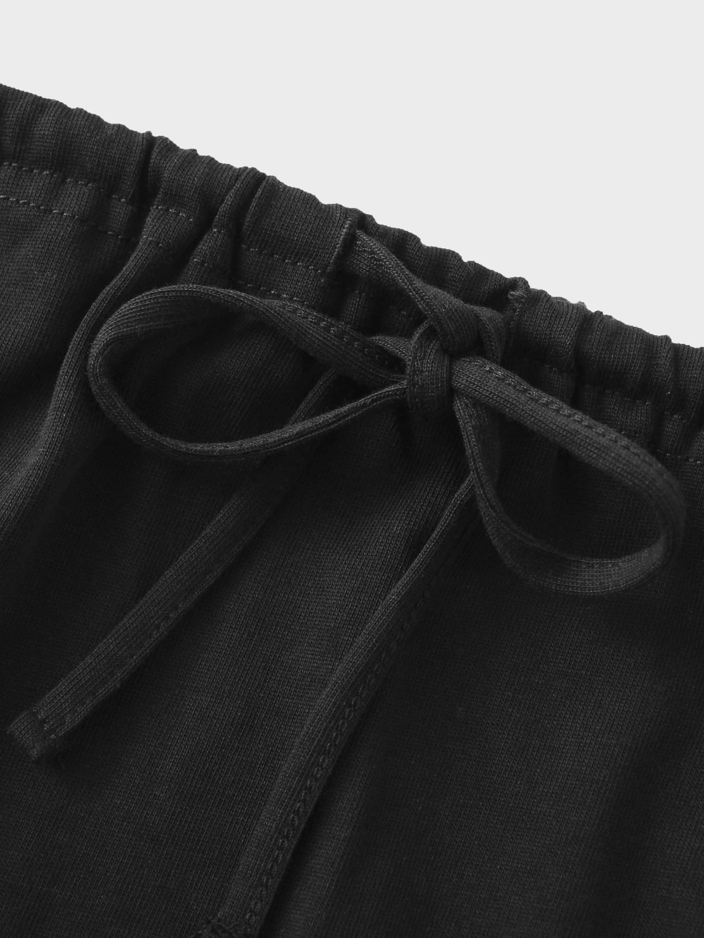 Straight Maxi Drawstring T-Shirt Skirt-Black