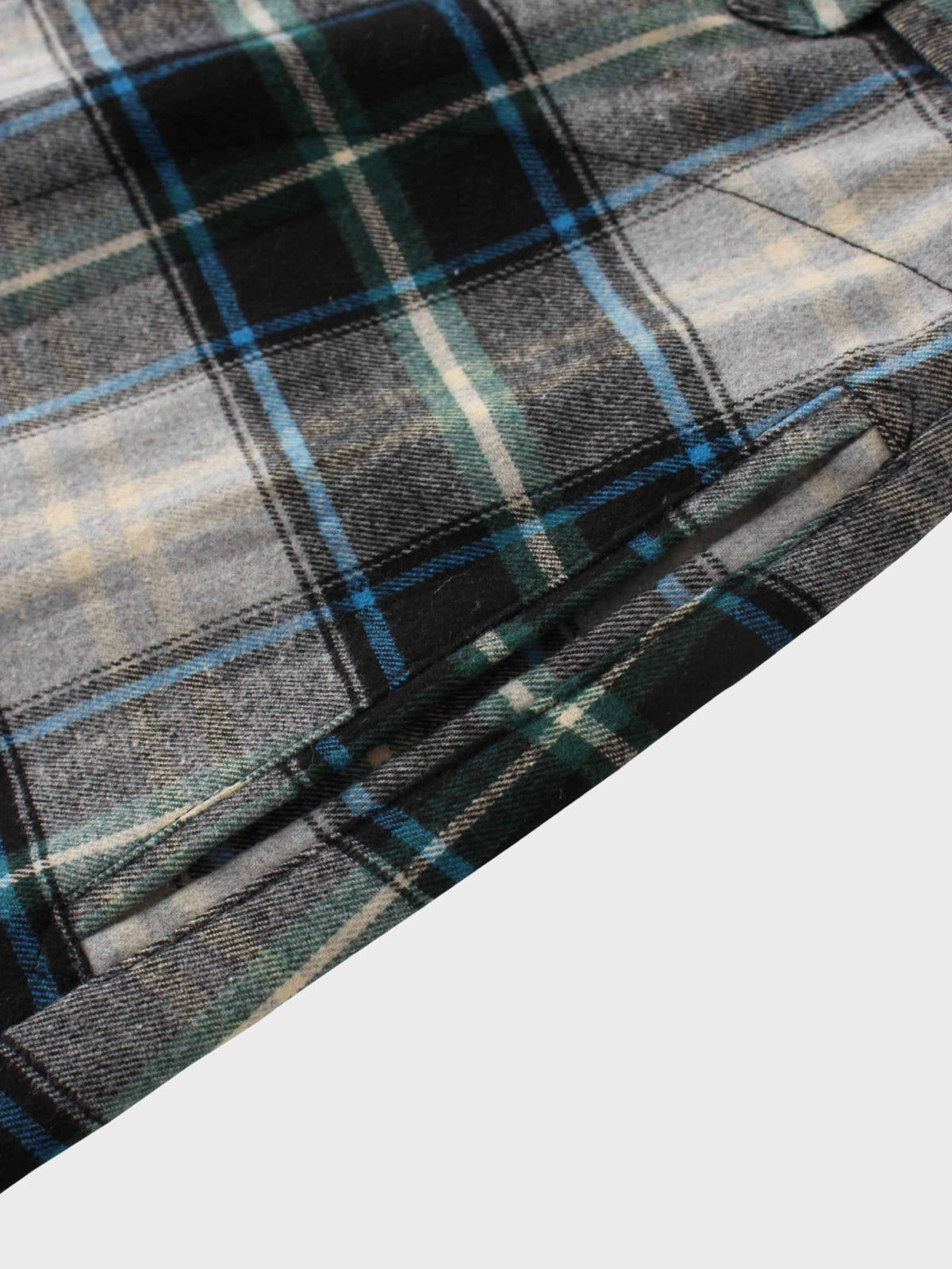 Plaid Button Down A-Line Skirt-Black/White/Blue