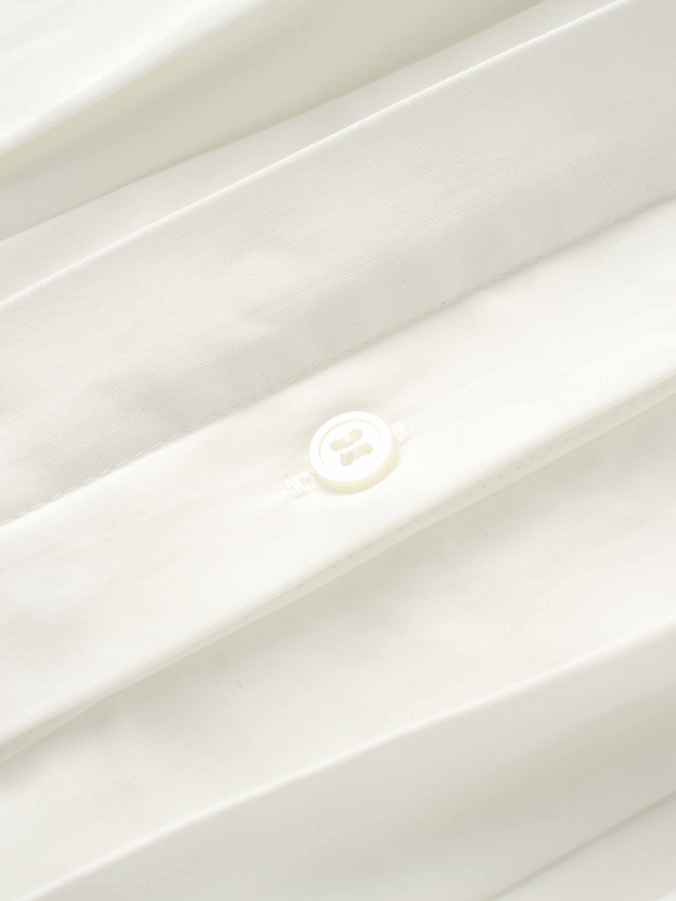 Pleat Front Button Down Dress-White