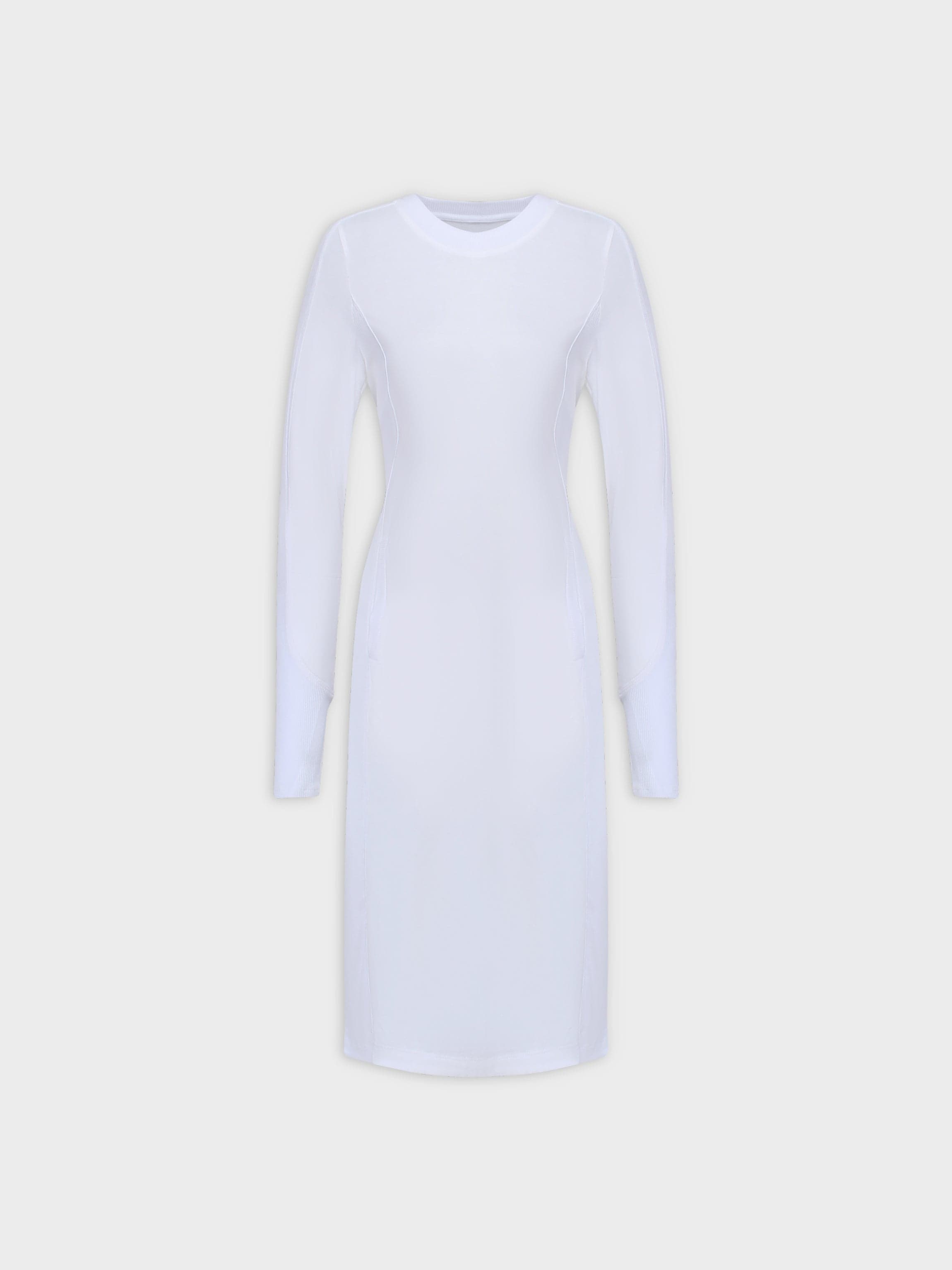 CREW NECK POCKET TEE DRESS 41"-WHITE