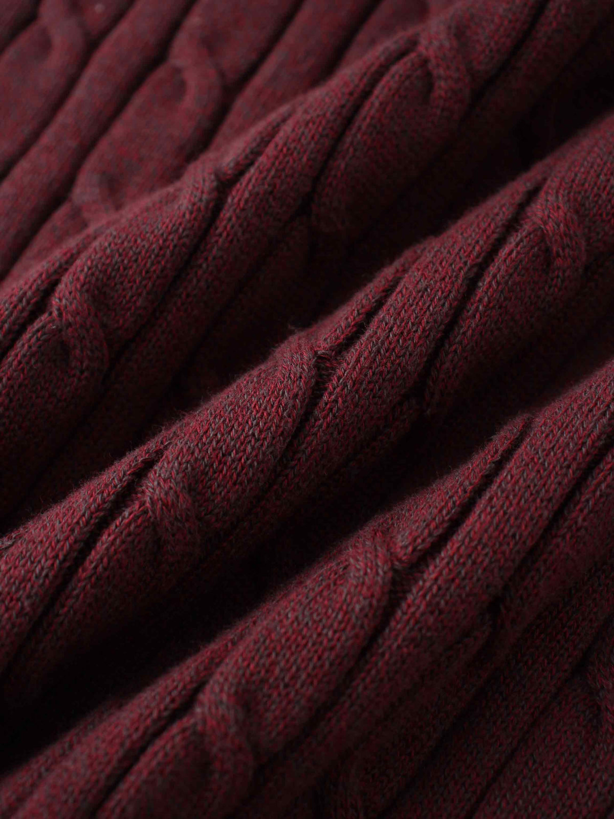 Crew Neck Cable Sweater-Heathered Burgundy