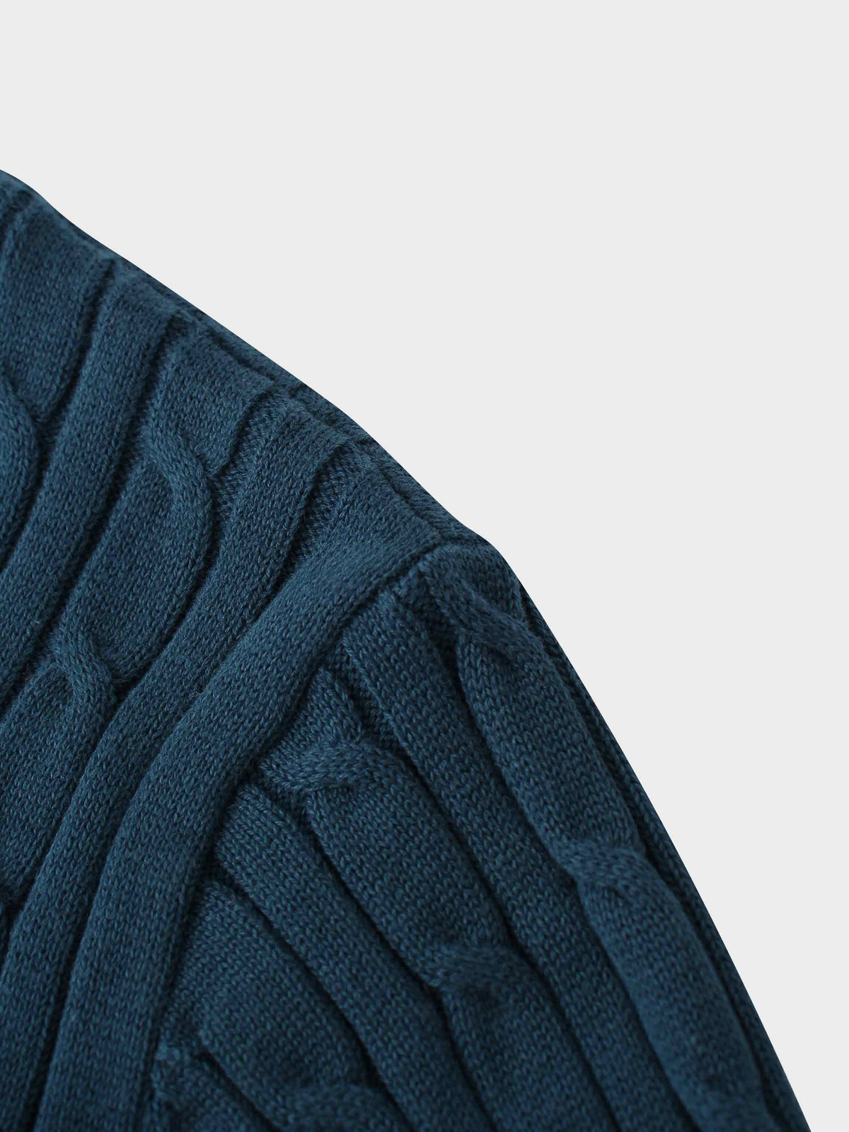 Crew Neck Cable Sweater-Teal