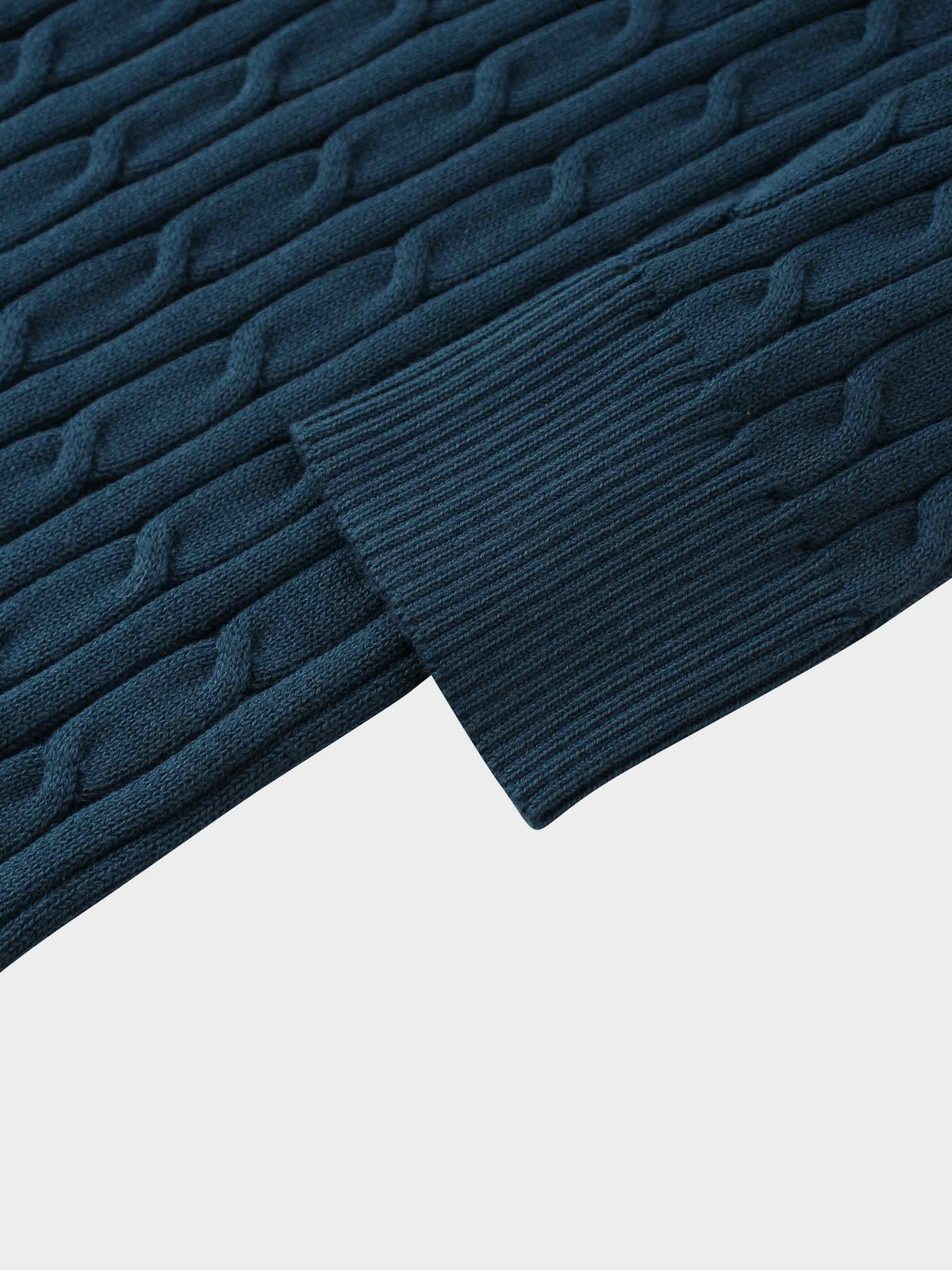 Crew Neck Cable Sweater-Teal
