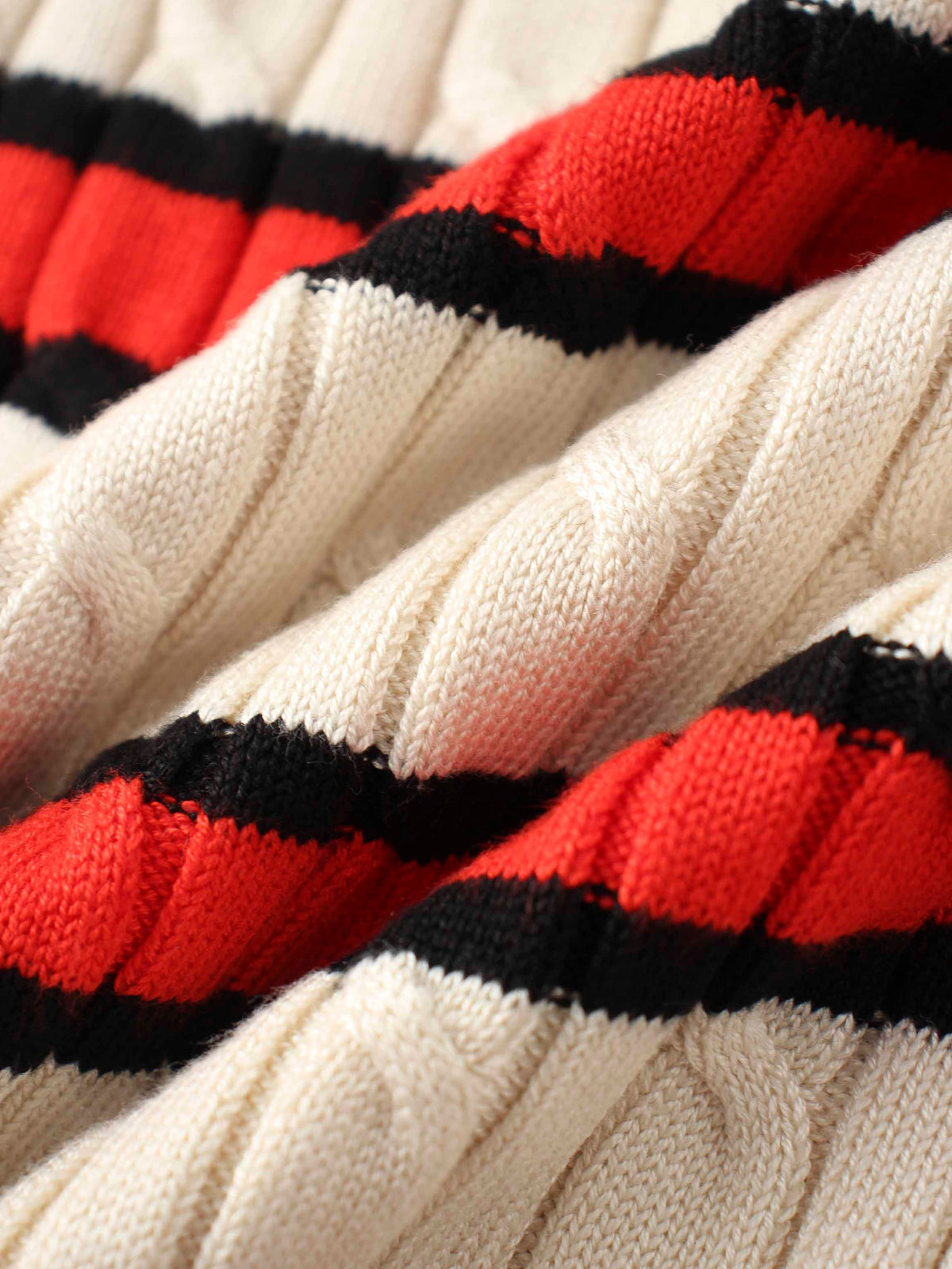 Striped Cable Sweater-Cream Stripe