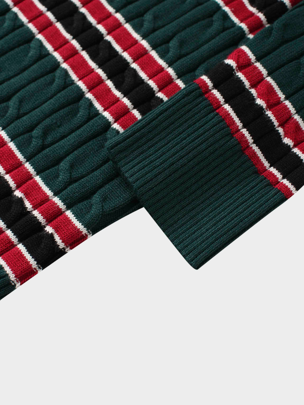 Striped Cable Sweater-Green Stripe