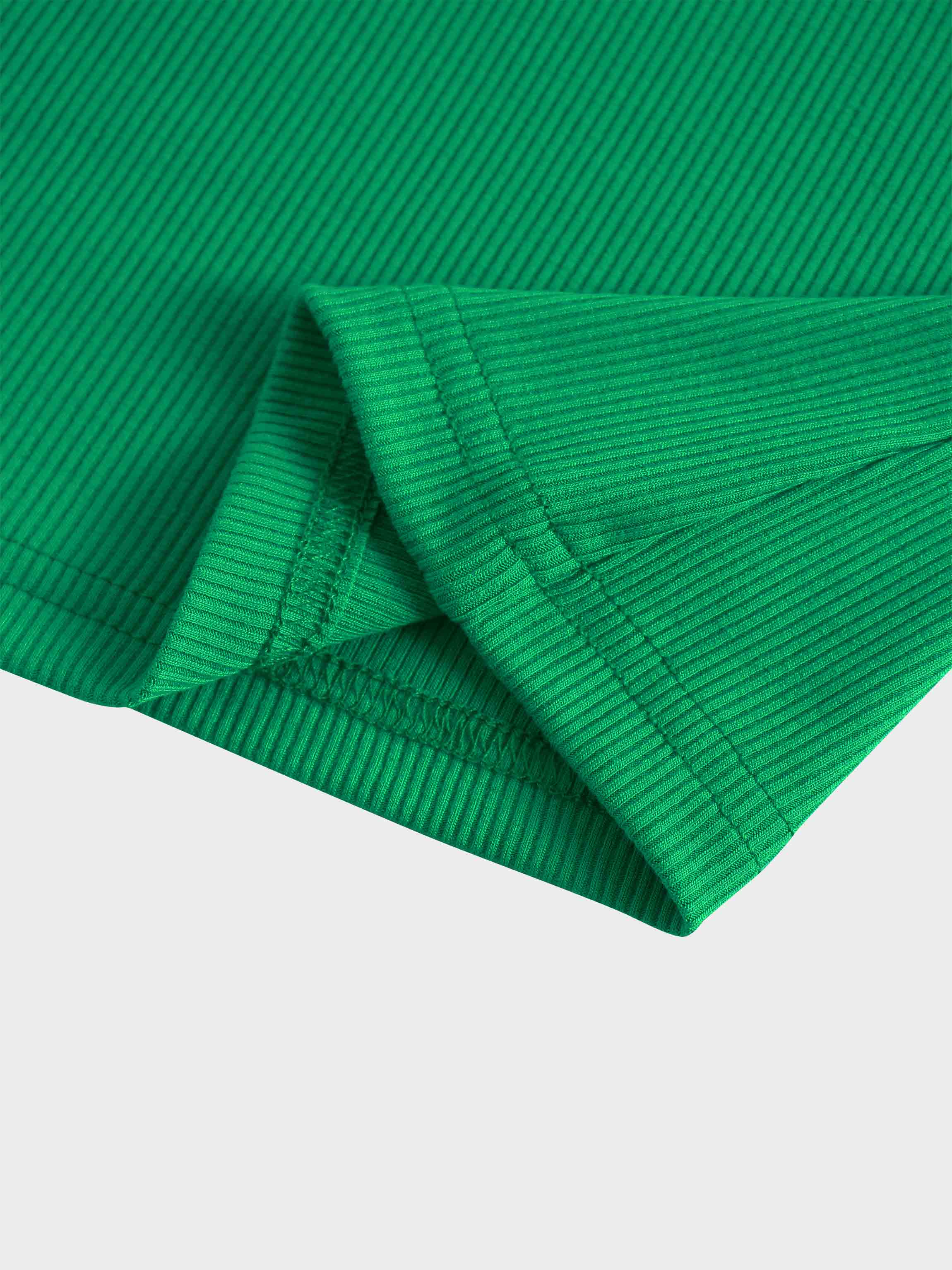 RIBBED HIGH V TEE LS-KELLEY GREEN