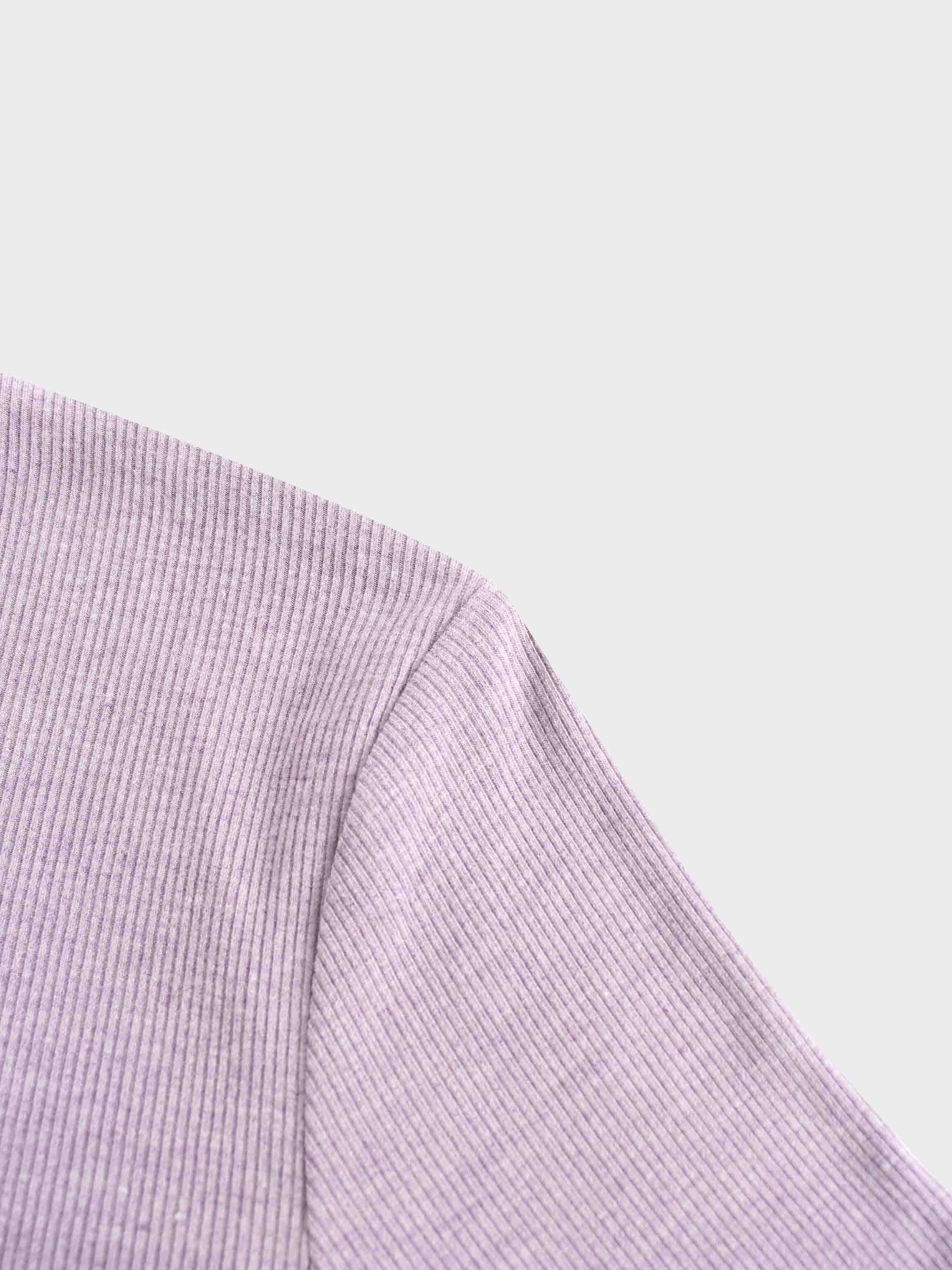 RIBBED HIGH V TEE LS-LAVENDER HEATHER