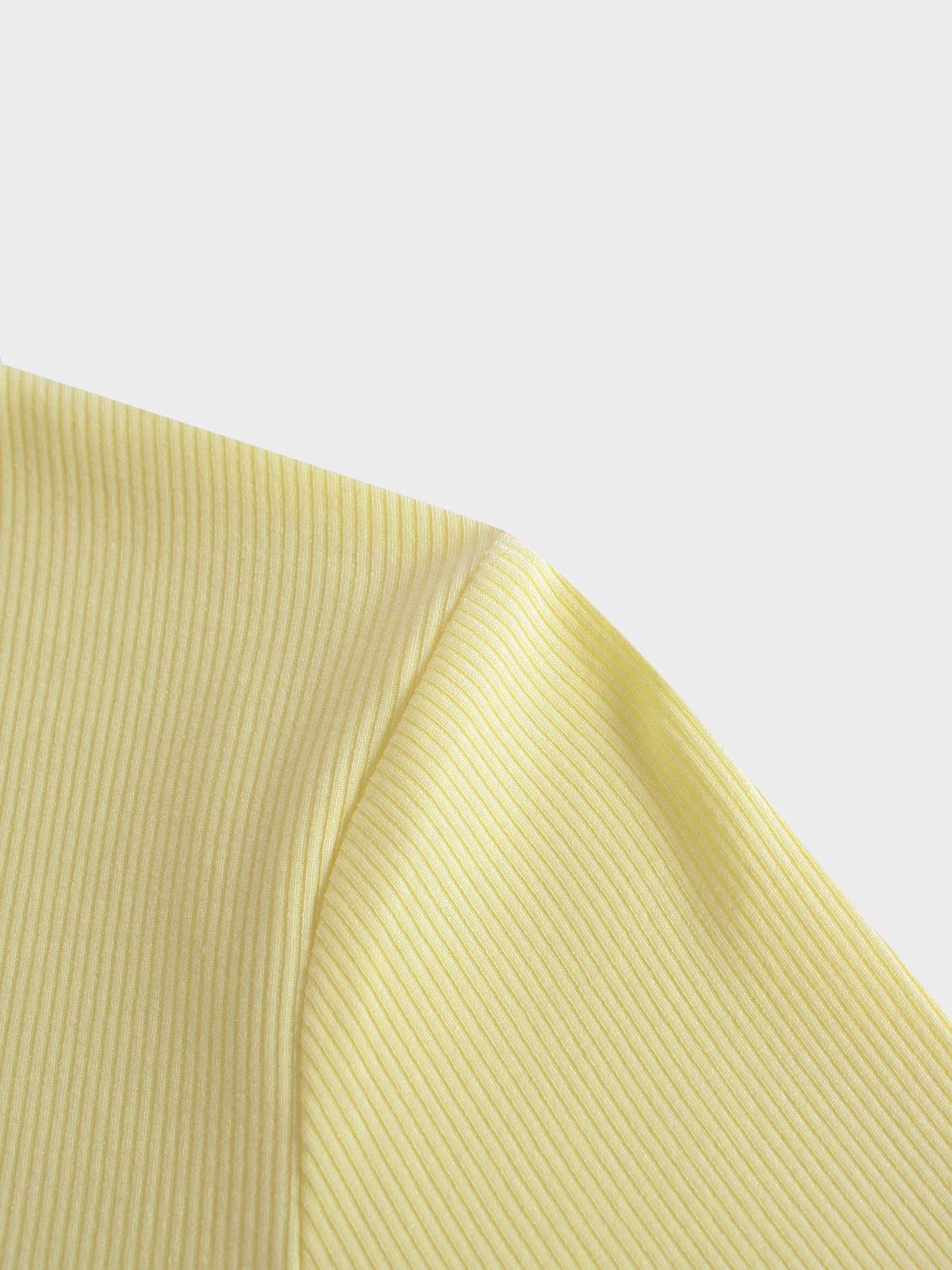 RIBBED HIGH V TEE LS-BUTTER YELLOW