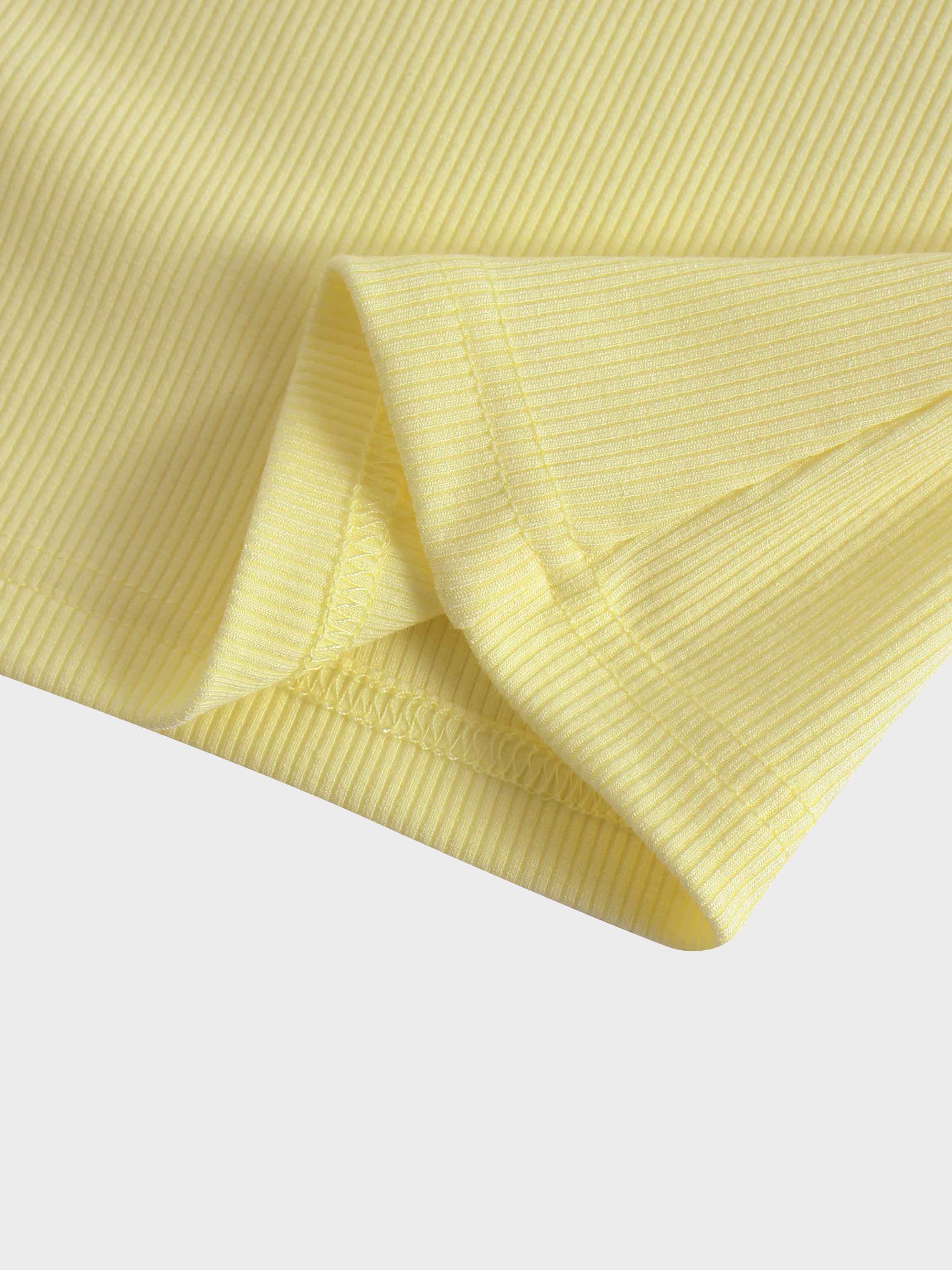 RIBBED HIGH V TEE LS-BUTTER YELLOW