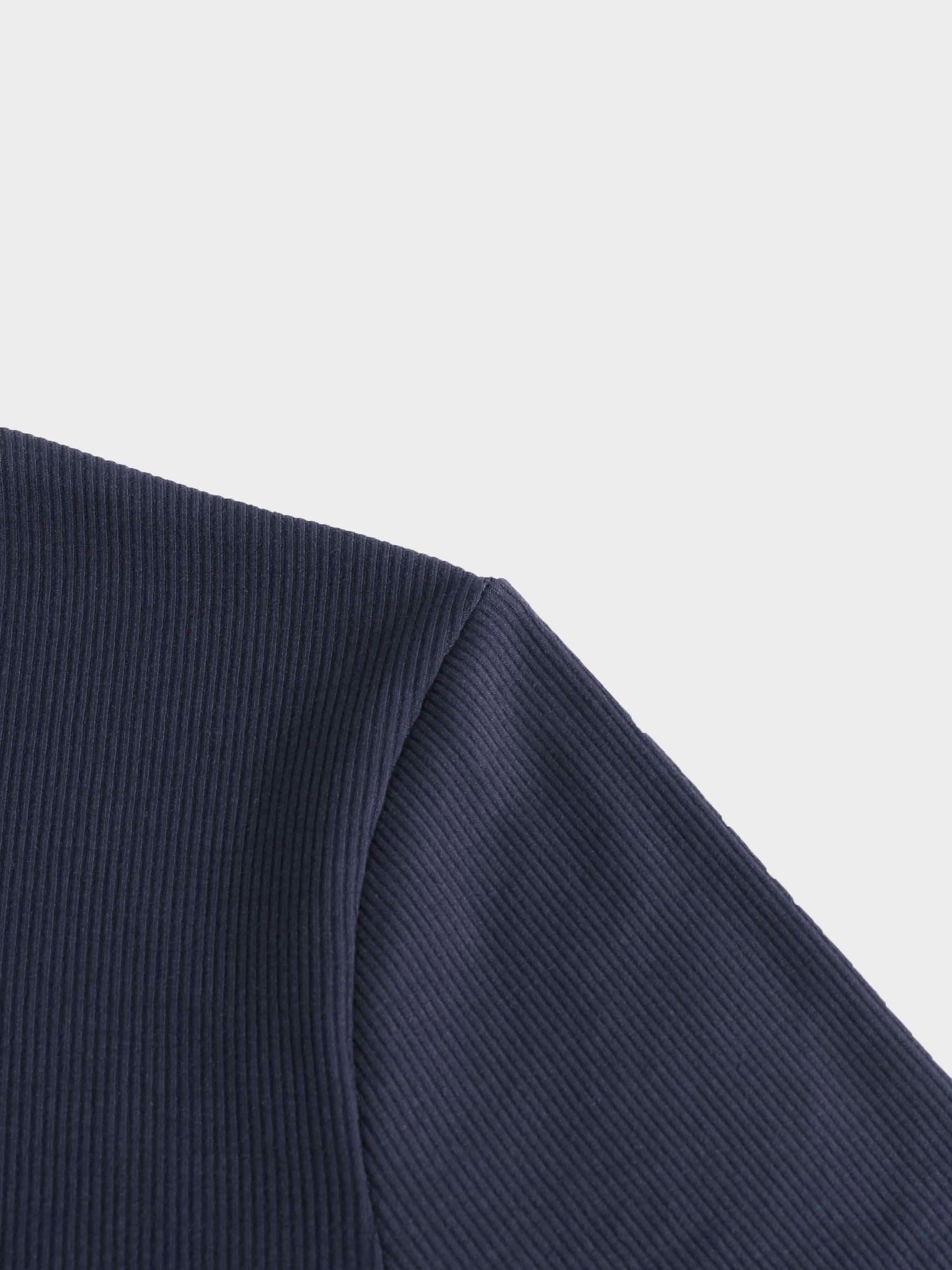 RIBBED HIGH V TEE LS-DENIM BLUE