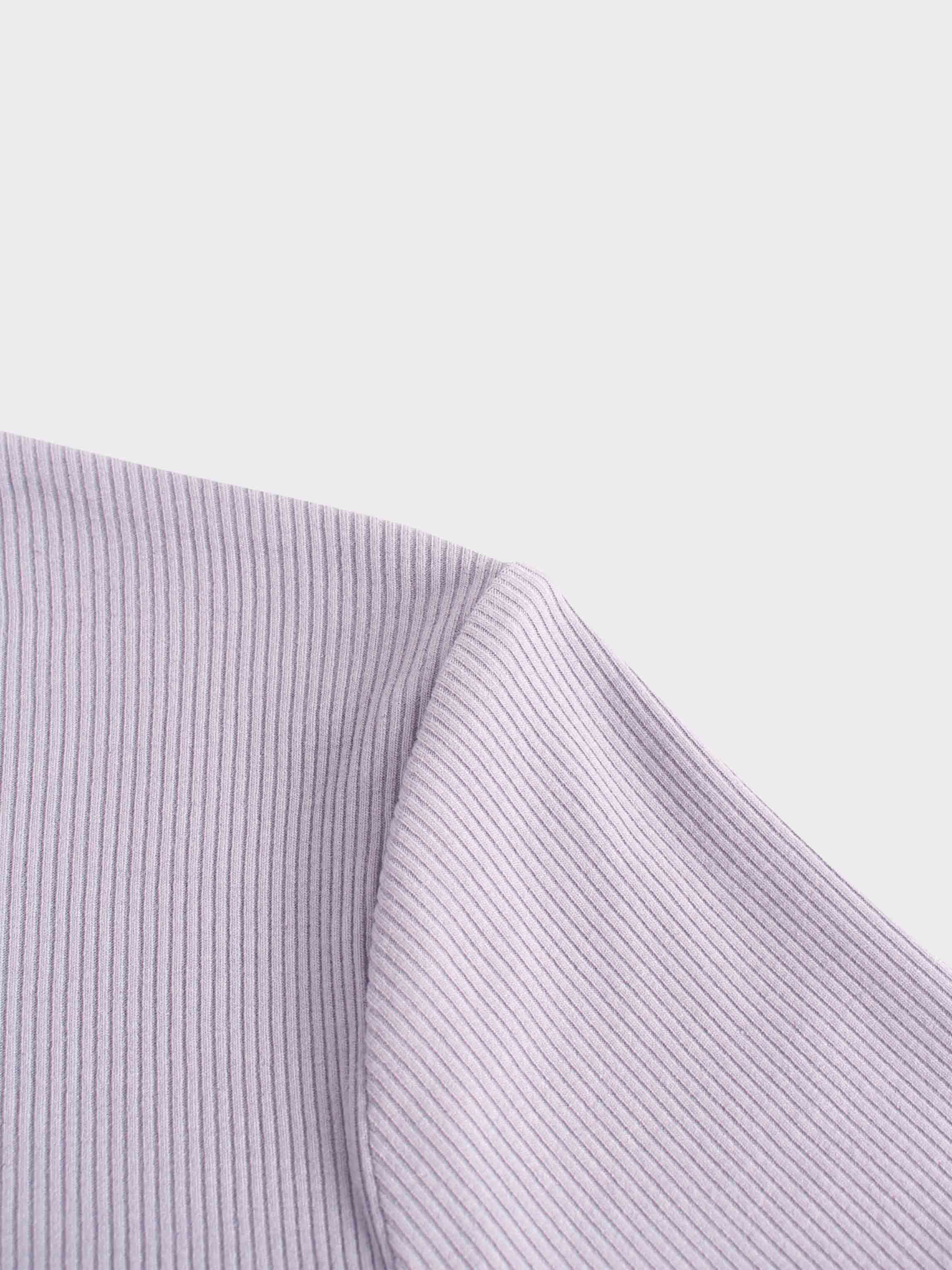 RIBBED HIGH V TEE LS-LILAC