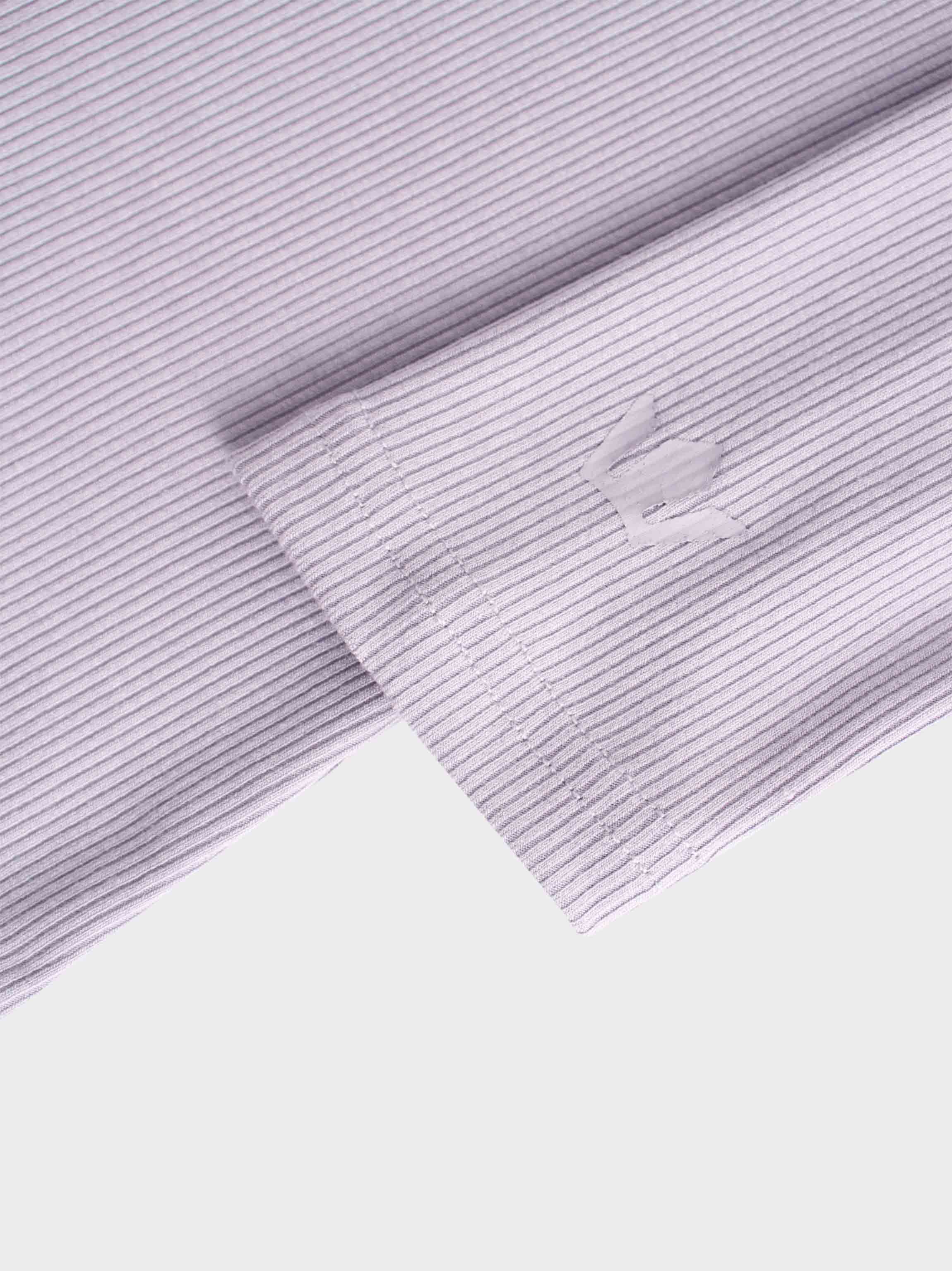 RIBBED HIGH V TEE LS-LILAC