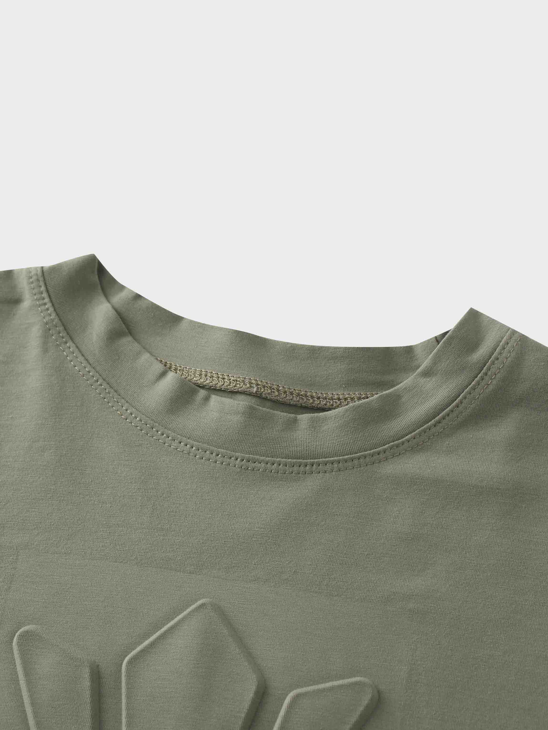 Crown Embossed T-Shirt-Sage