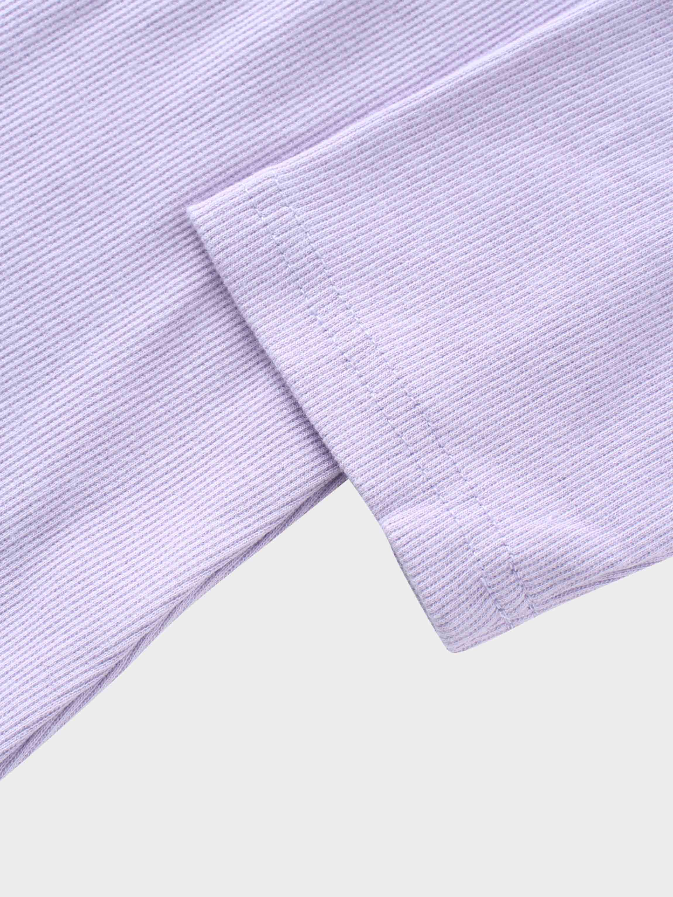 Ribbed Crew Neck Puff Sleeve Top-Lavender