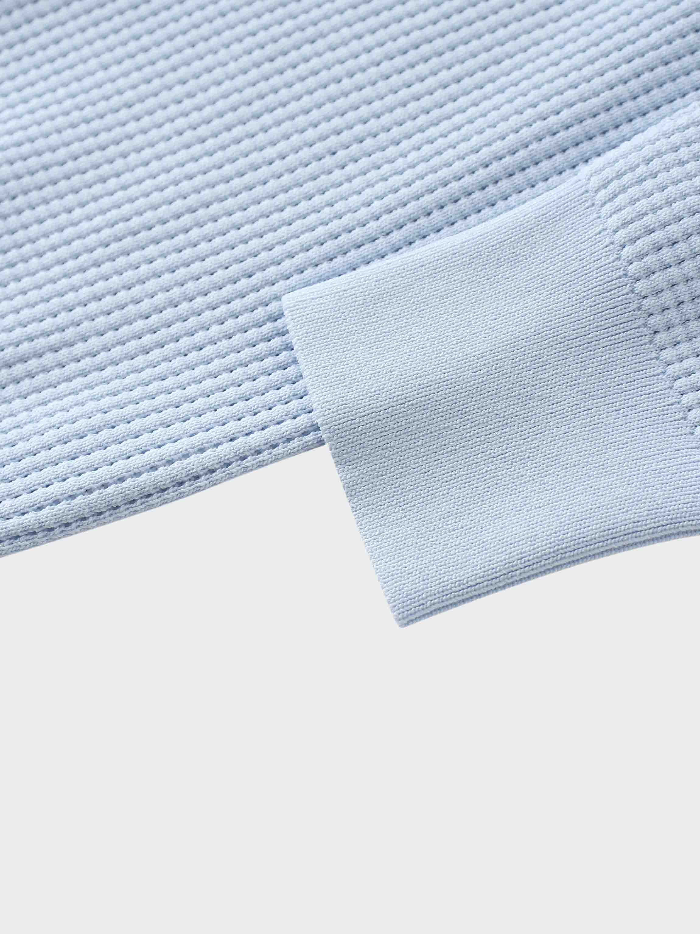 Waffle Collared Sweater-Light Blue