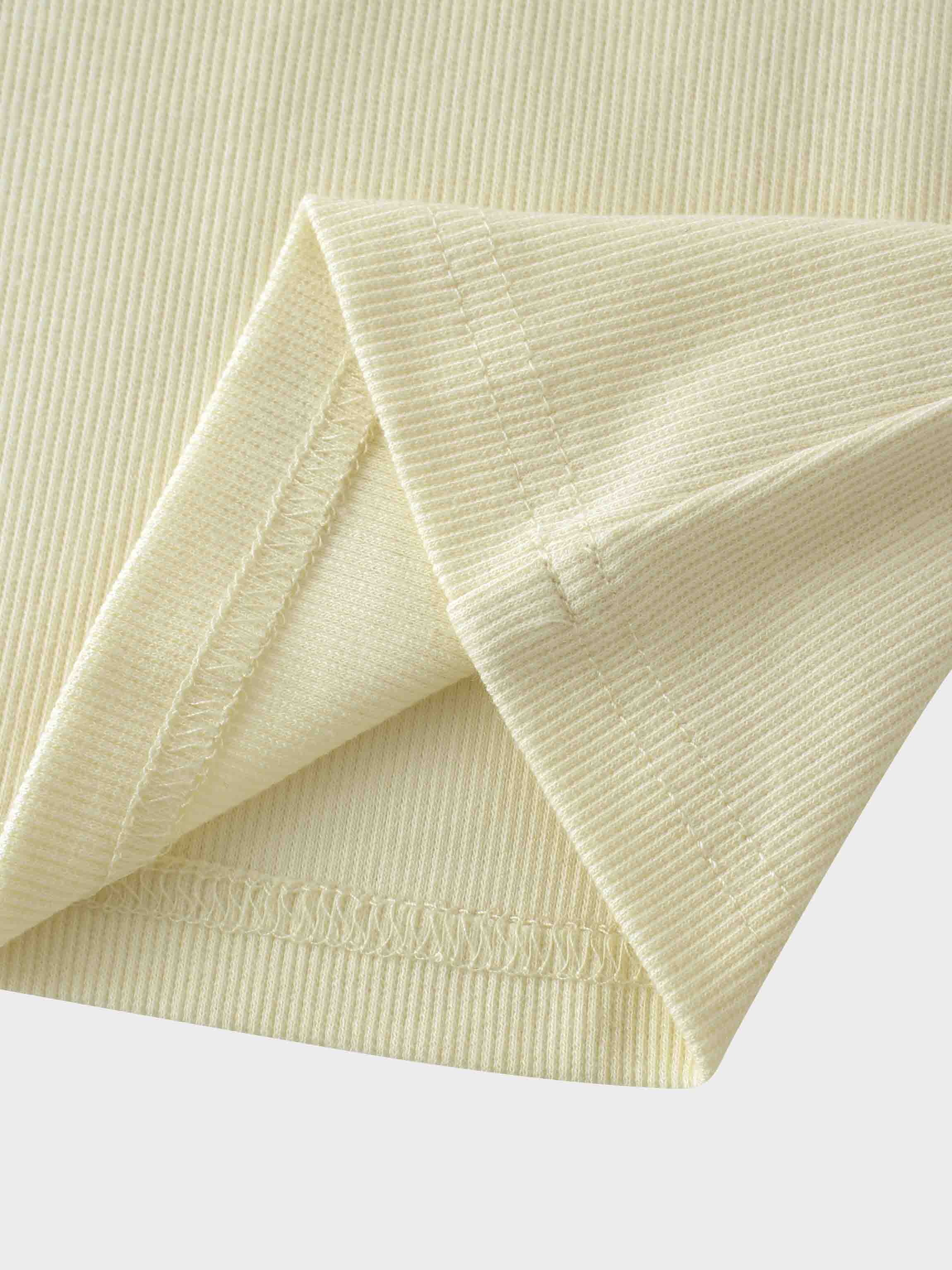 Ribbed Crew Neck Puff Sleeve Top-Ivory