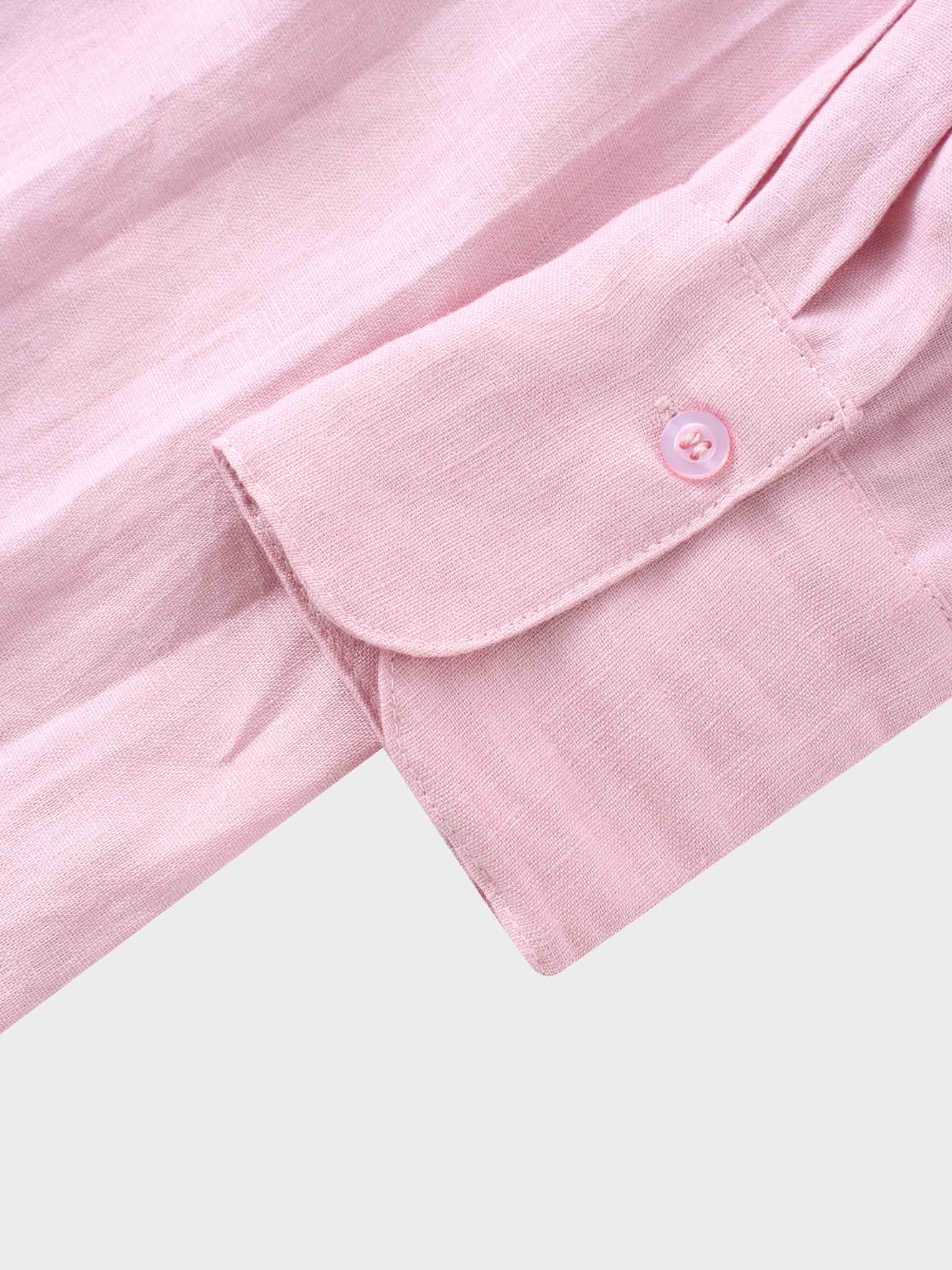 Linen Button Down Blouse-Blush