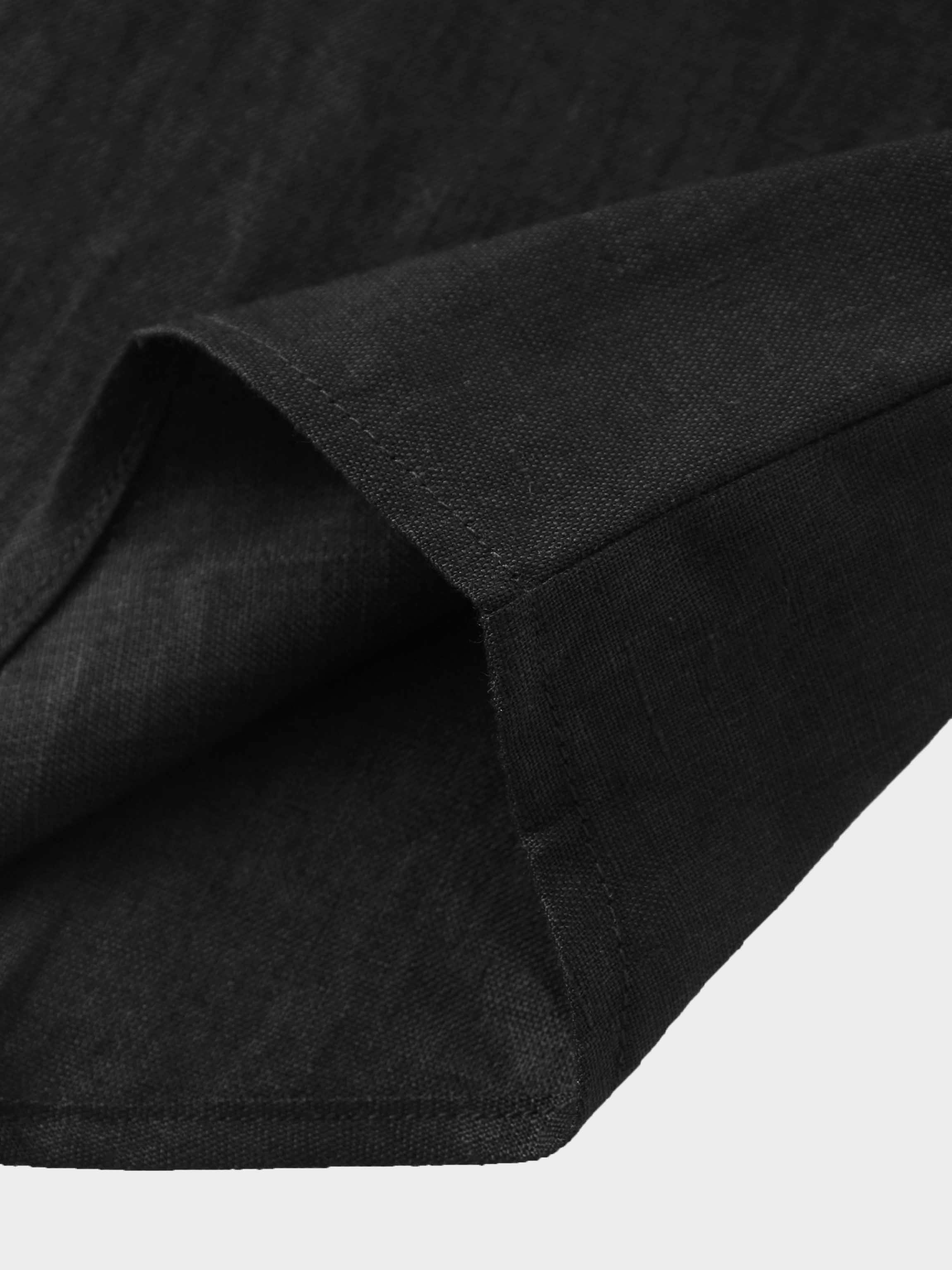 Linen Button Down Blouse-Black