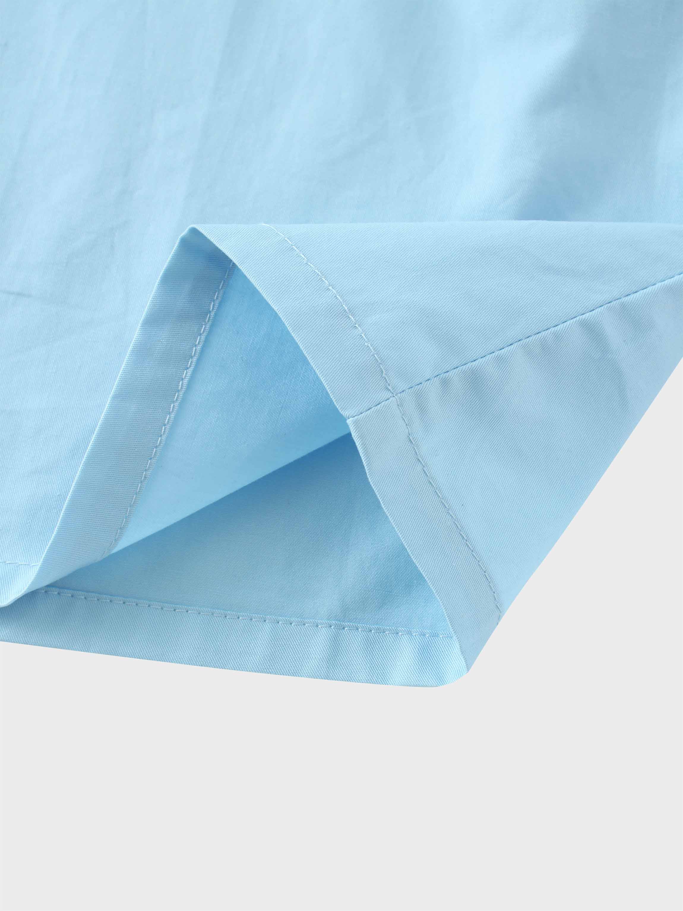 Stitch Down Cotton Pleated Skirt-Light Blue