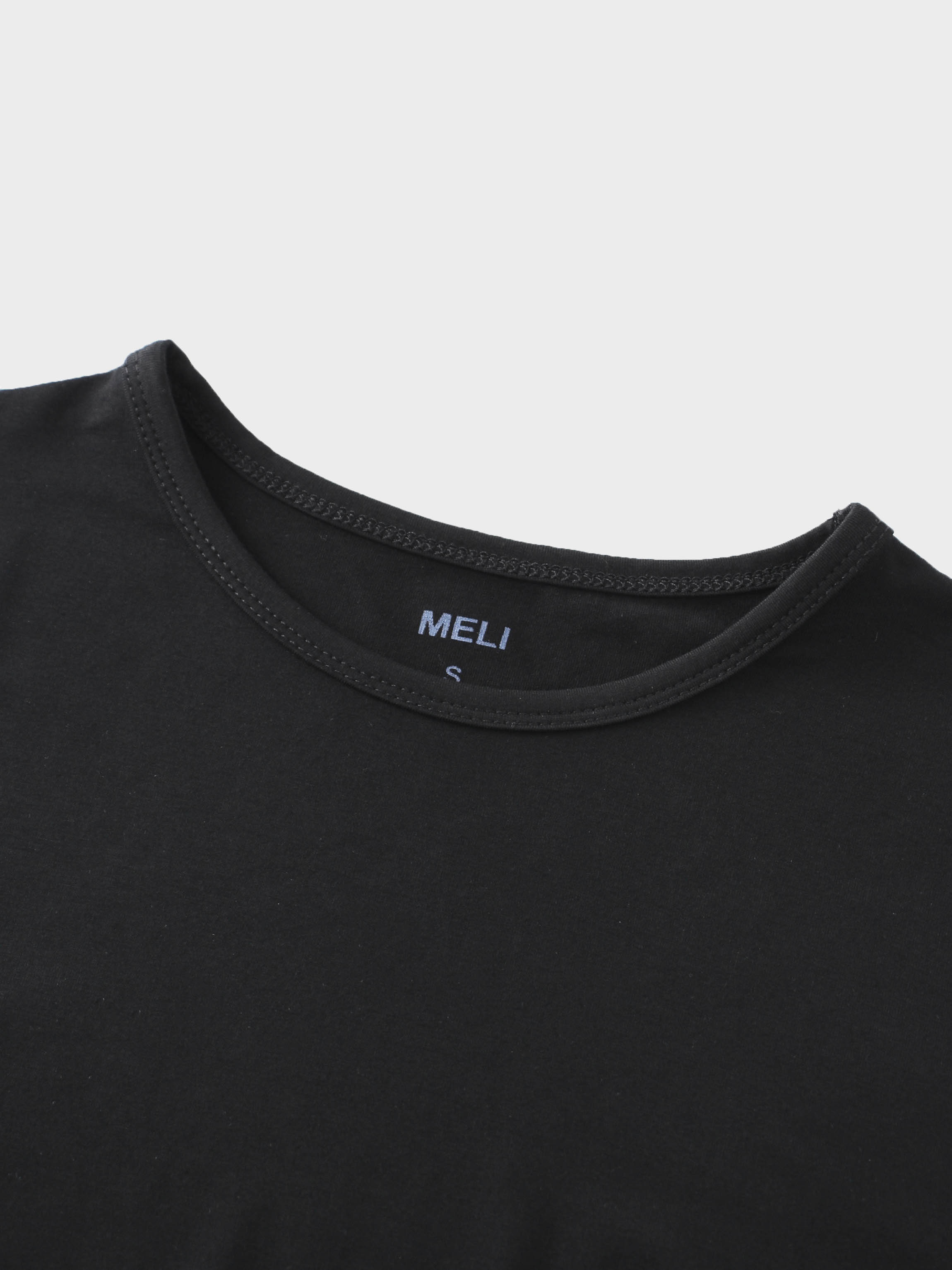 Curved Gathered Detailed T-Shirt-Black