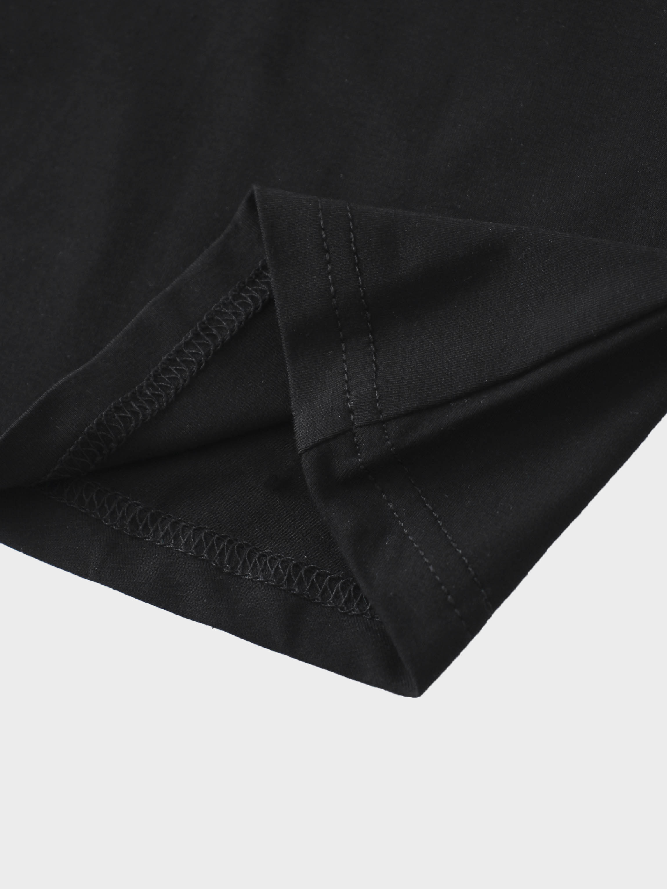 Curved Gathered Detailed T-Shirt-Black
