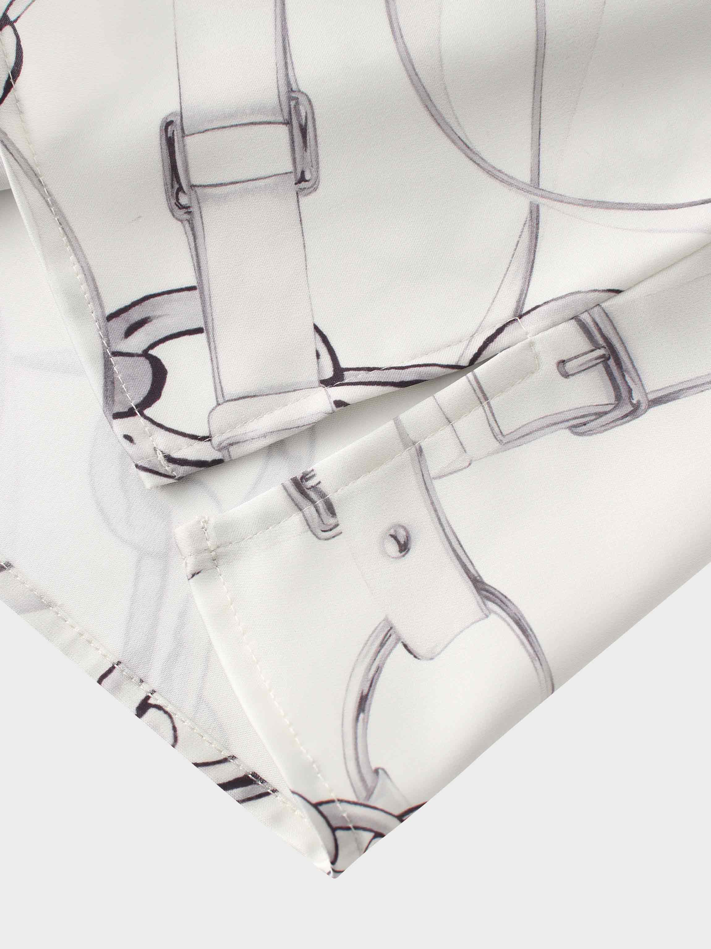 Faux Satin Crop Swing Top-Chains