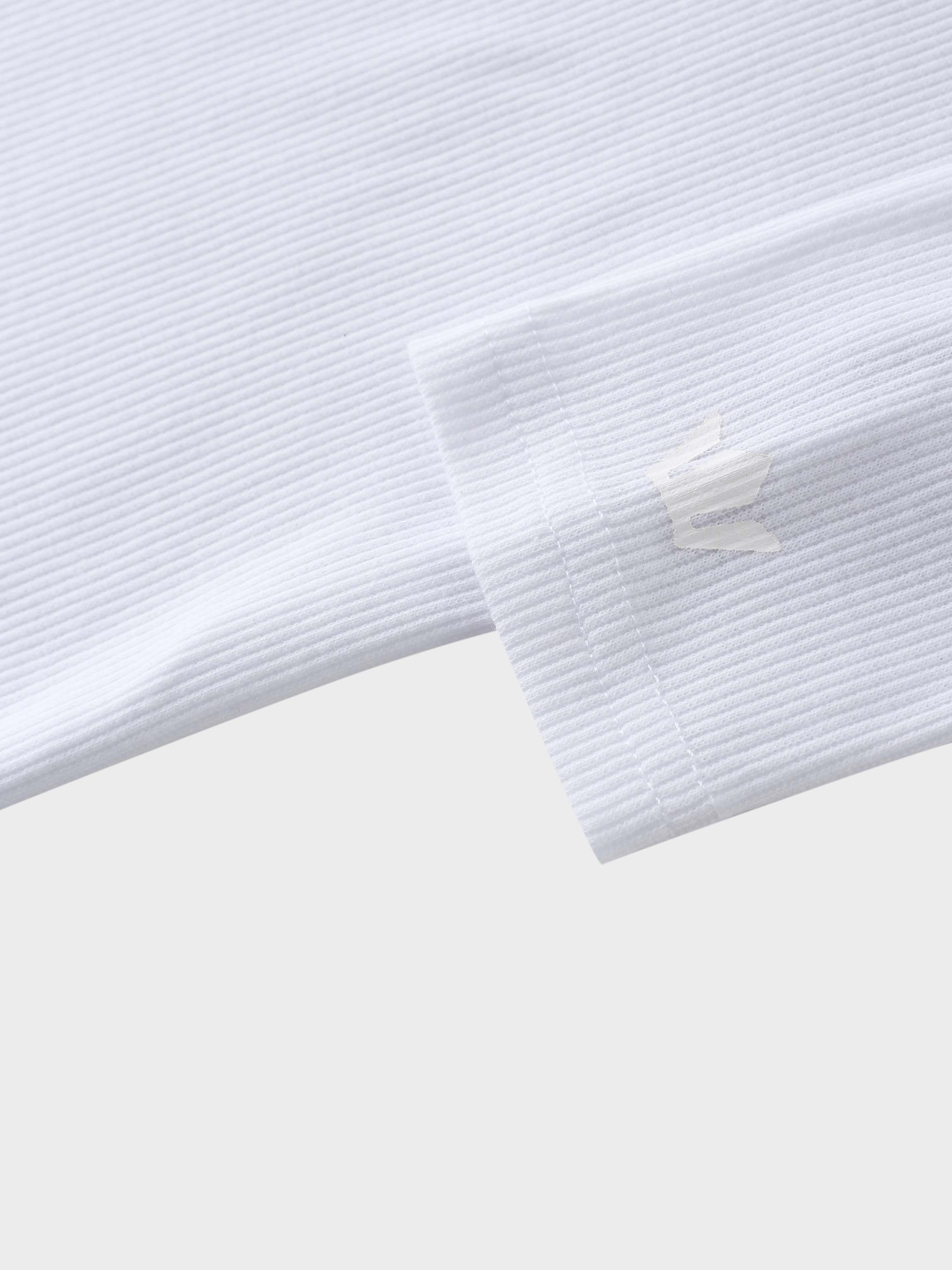 Ribbed Collar T-Shirt-White