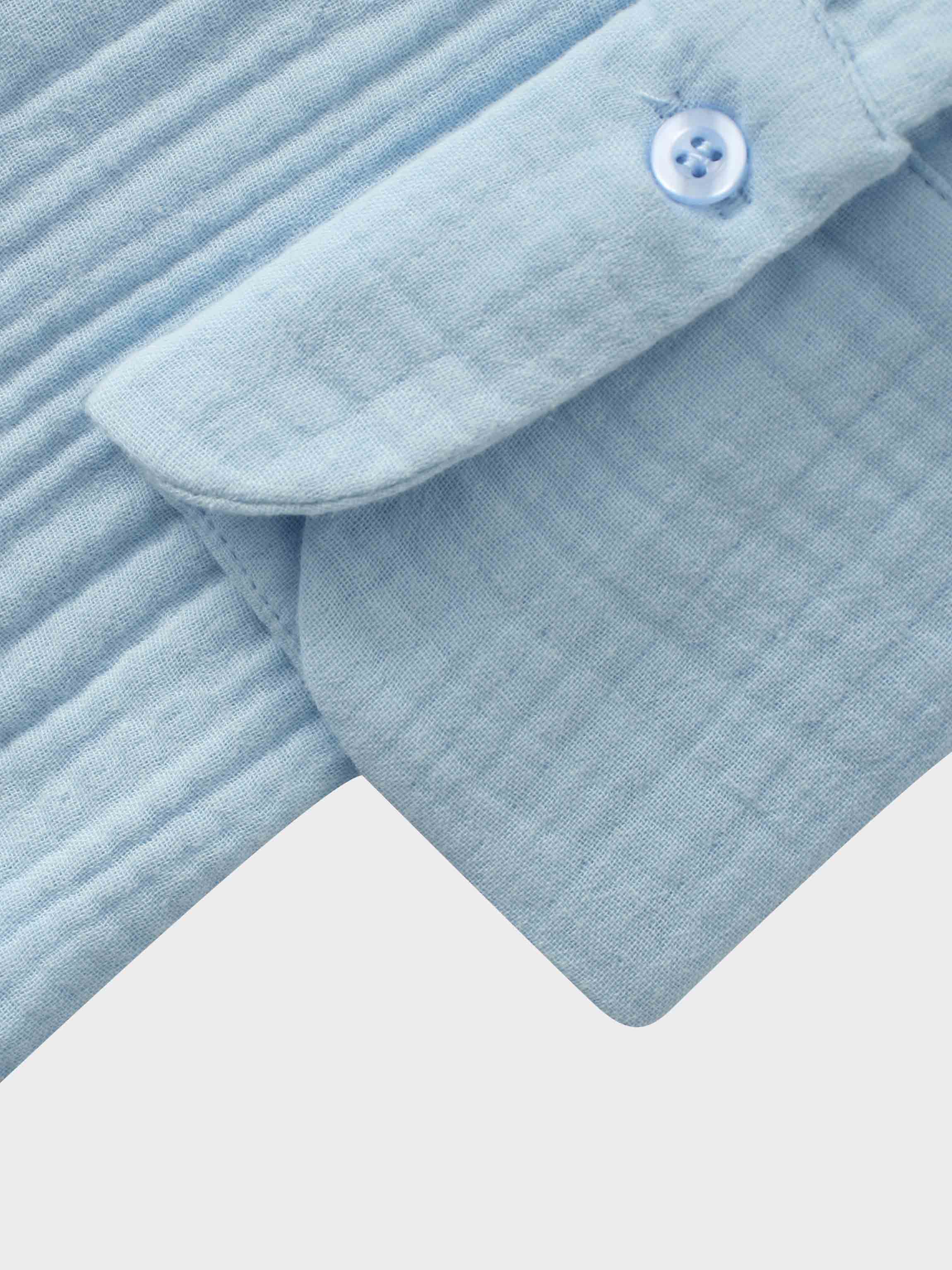 Gauze Button Down Blouse-Light Blue