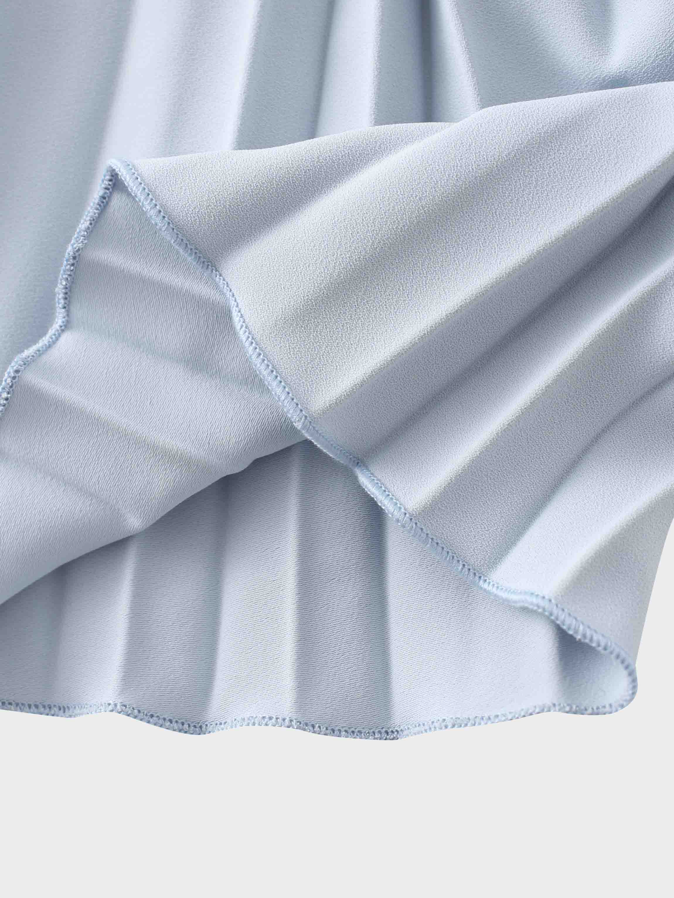 Crepe Pleated Maxi Skirt-Light Blue