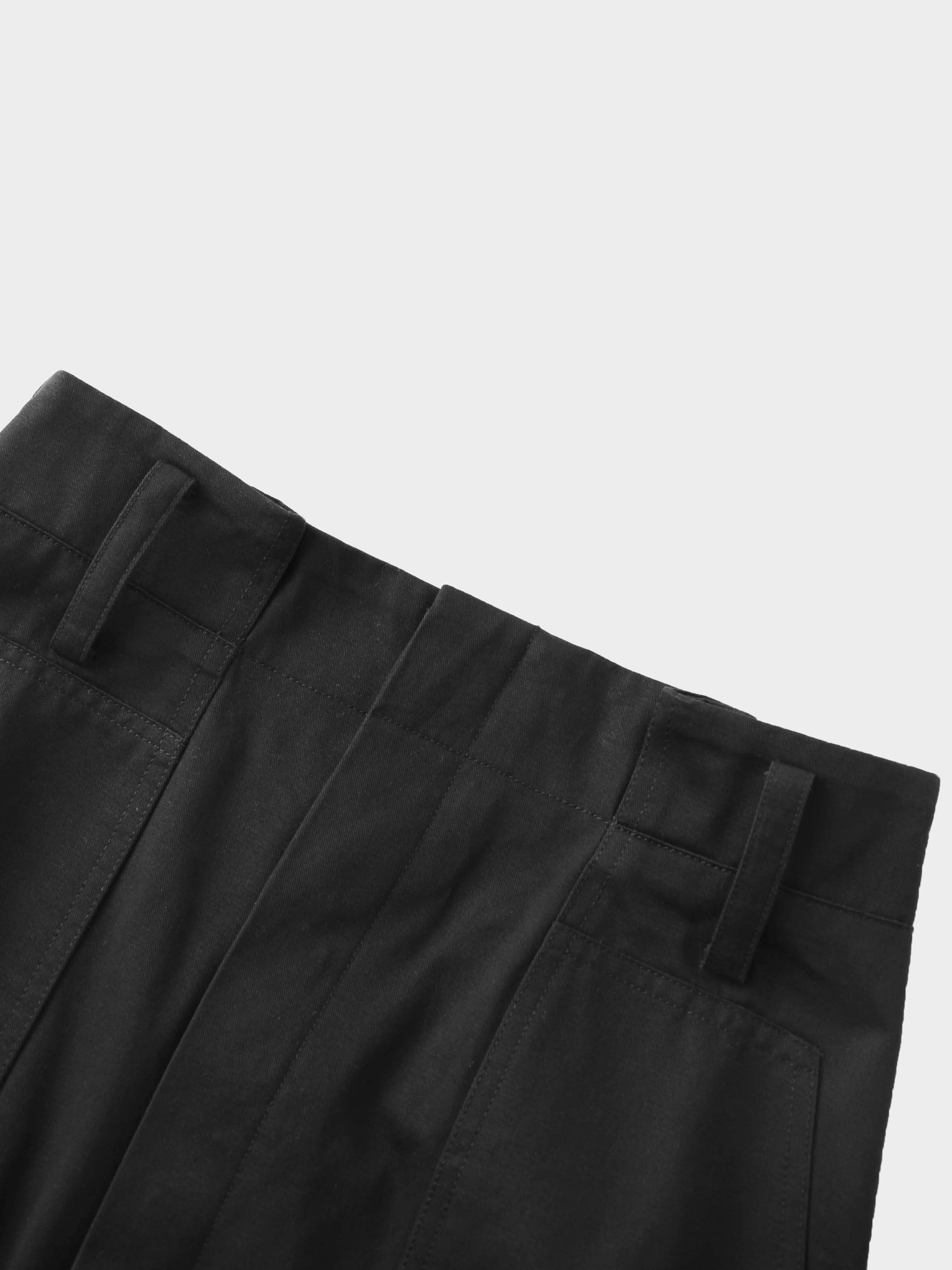 Belted Cotton Cargo Skirt-Black