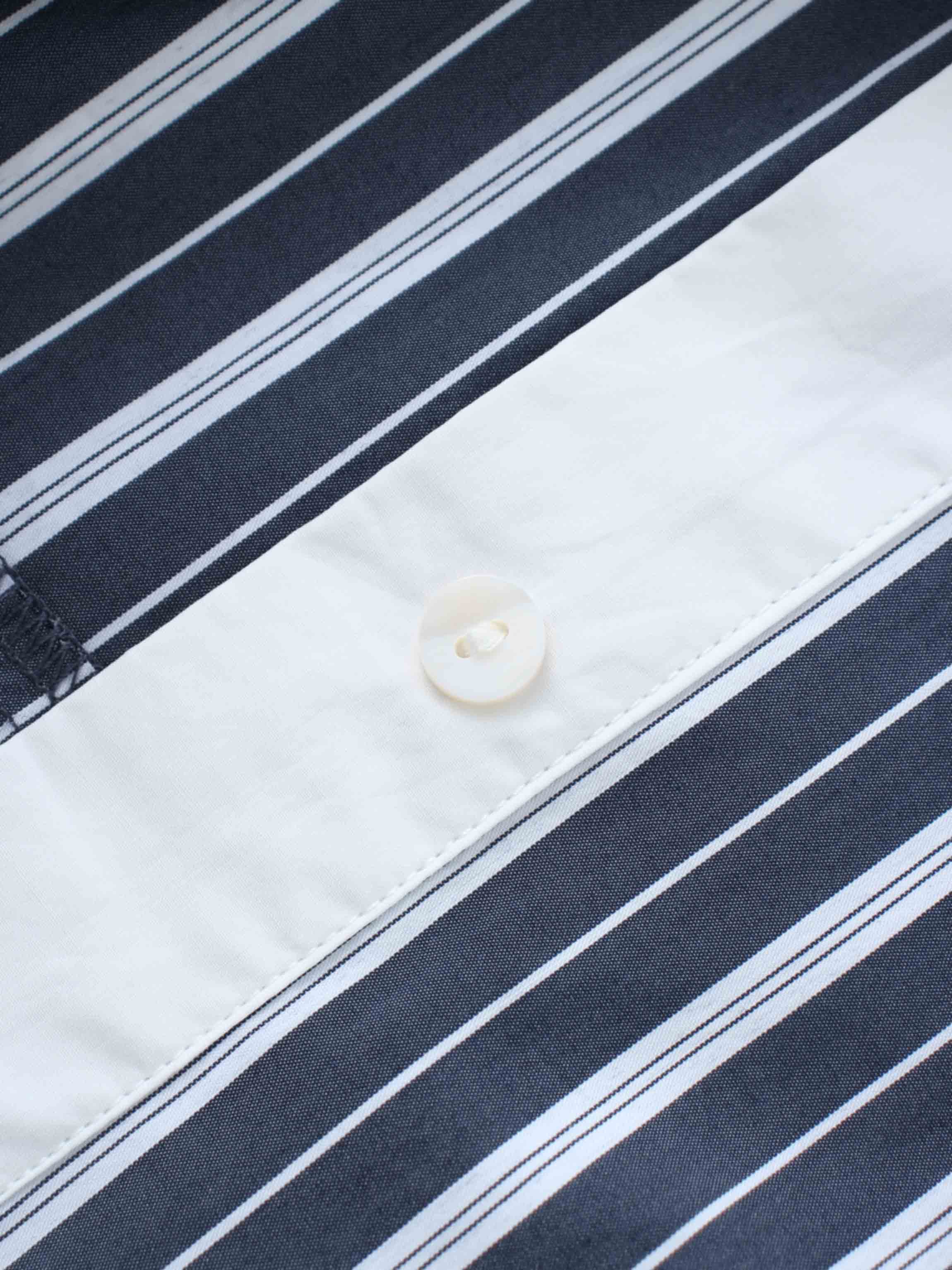 Scalloped Collar Shirtdress-Pinstripe