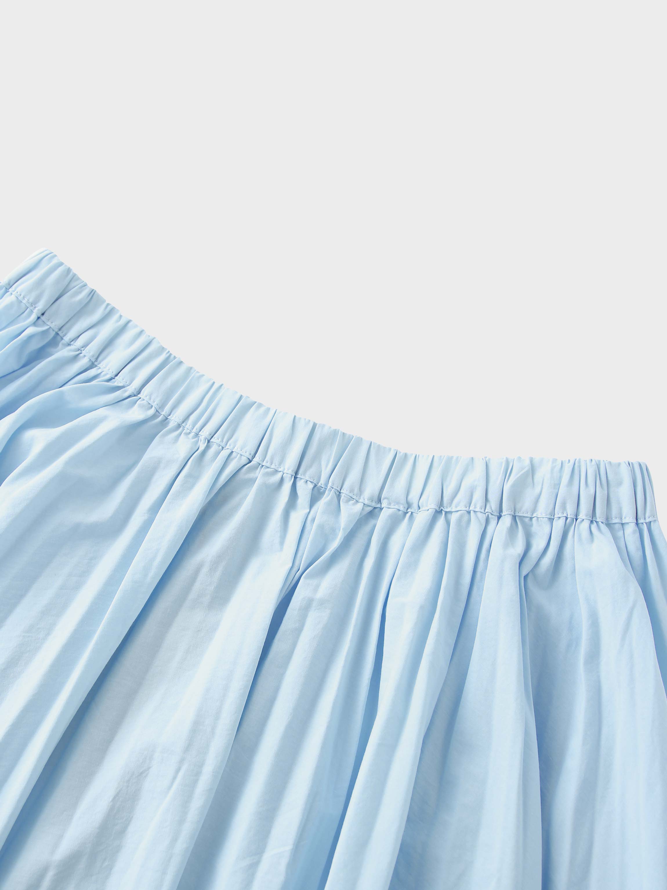 Micro Pleat Elastic Waist Skirt-Light Blue
