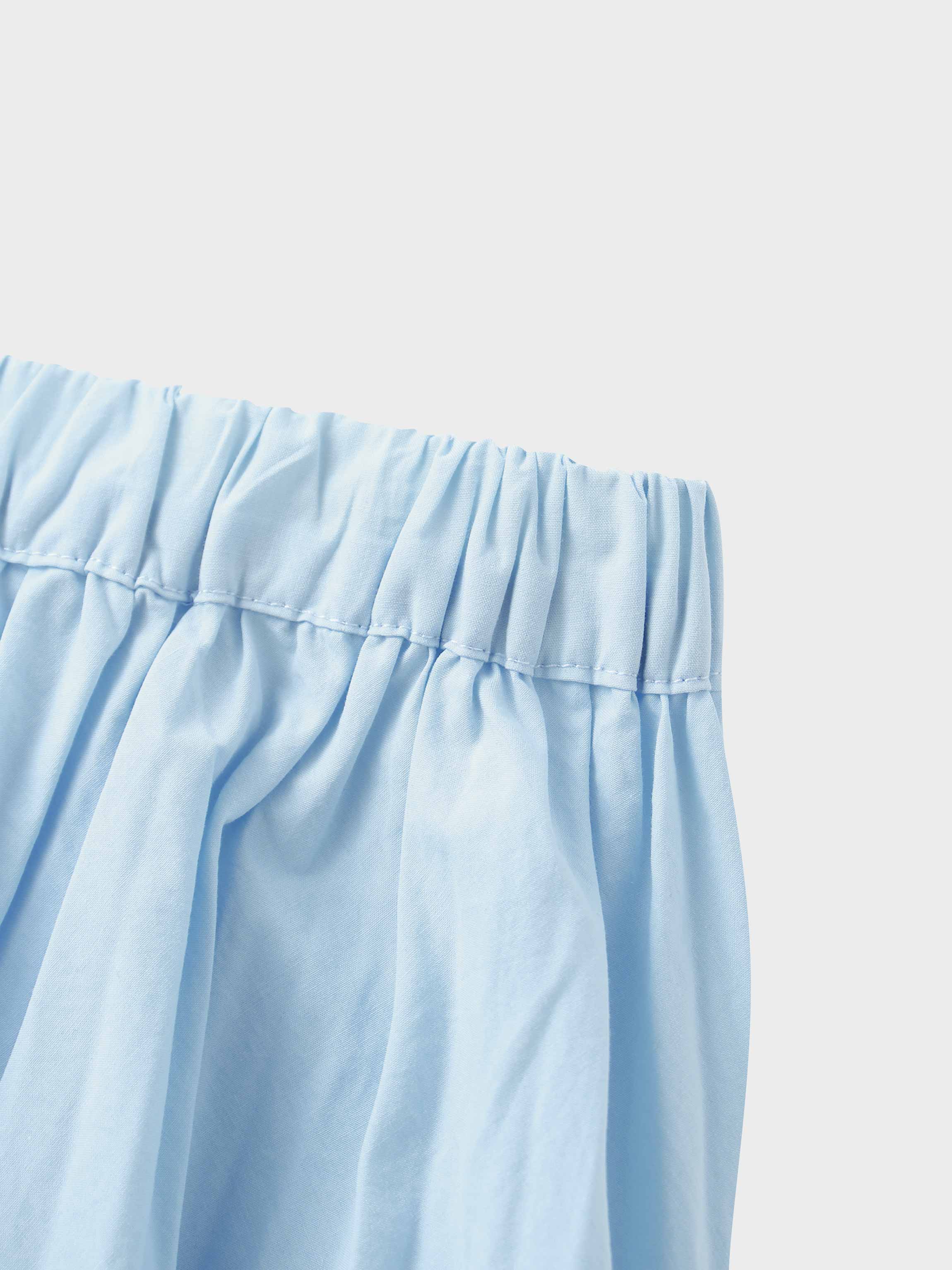 Micro Pleat Elastic Waist Skirt-Light Blue