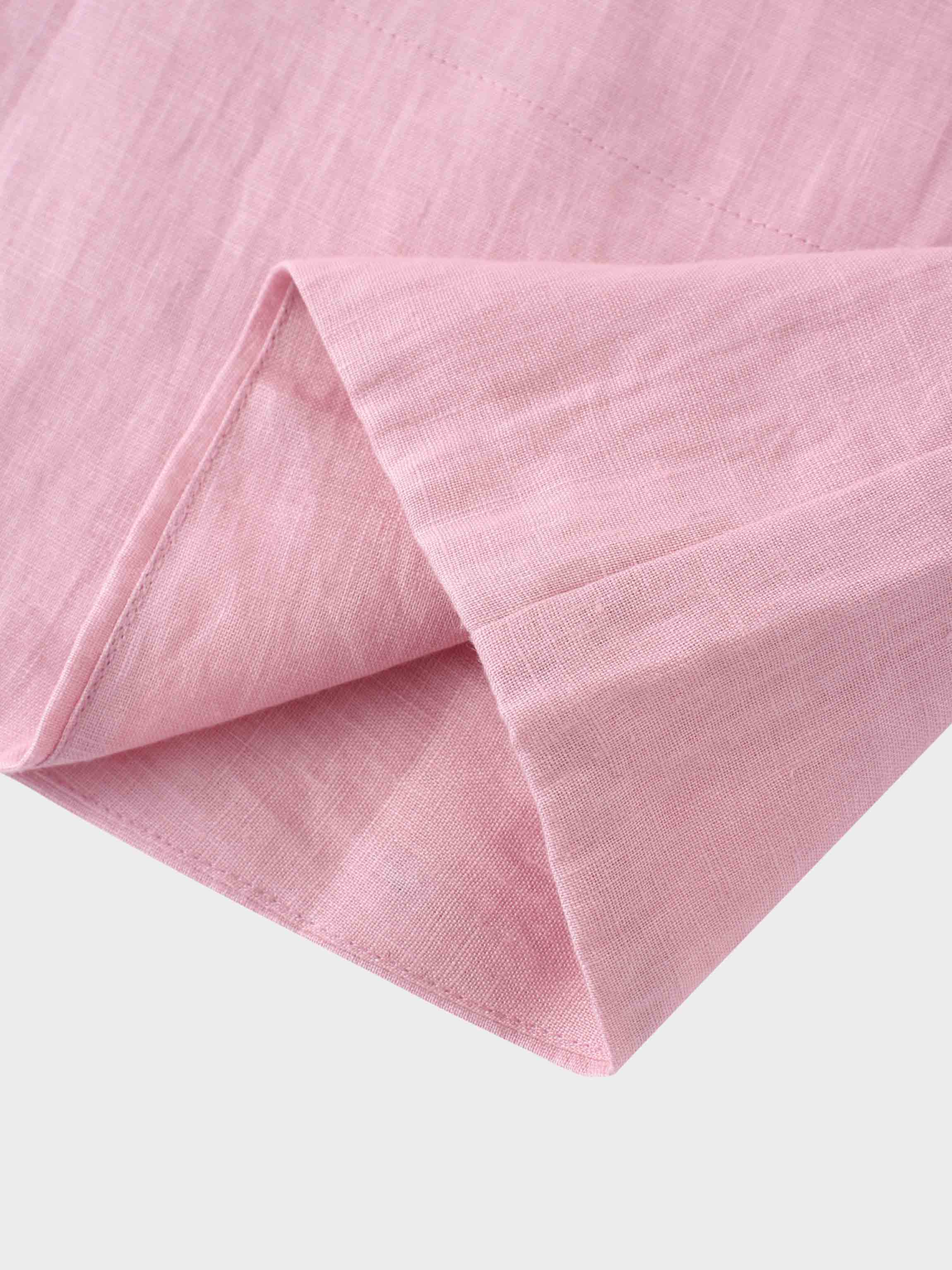 Gathered Waist Linen Skirt-Blush