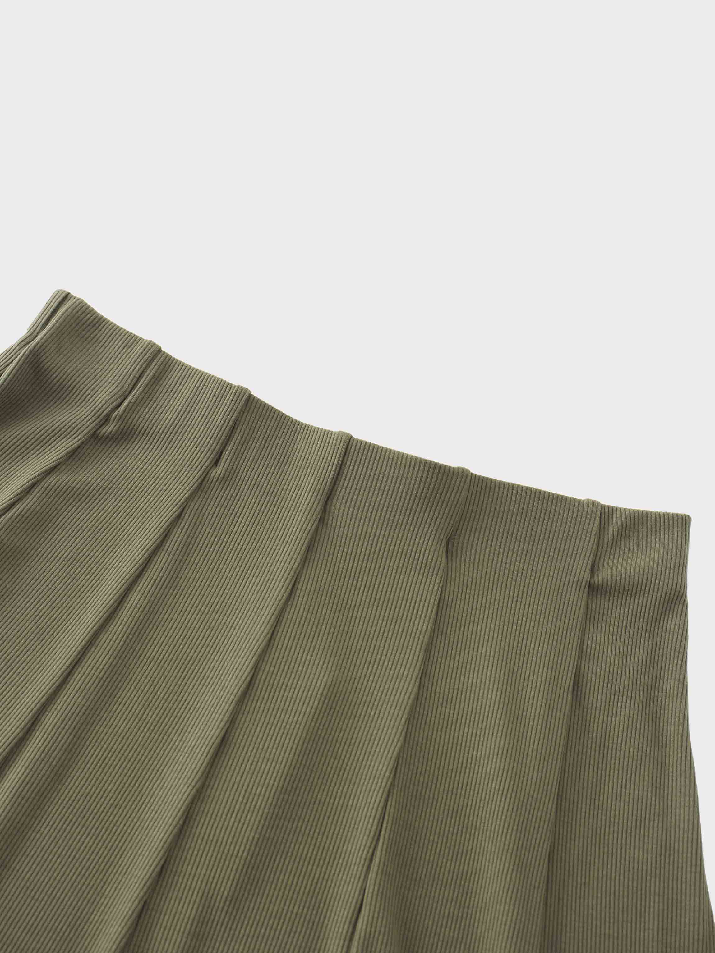 Panel Ribbed Skirt-Olive