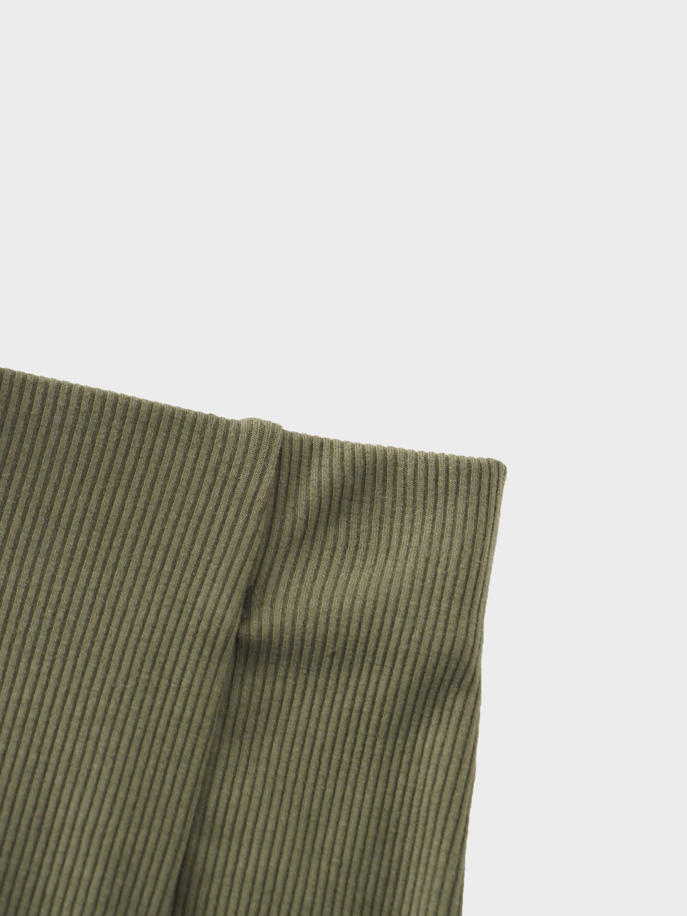 Panel Ribbed Skirt-Olive