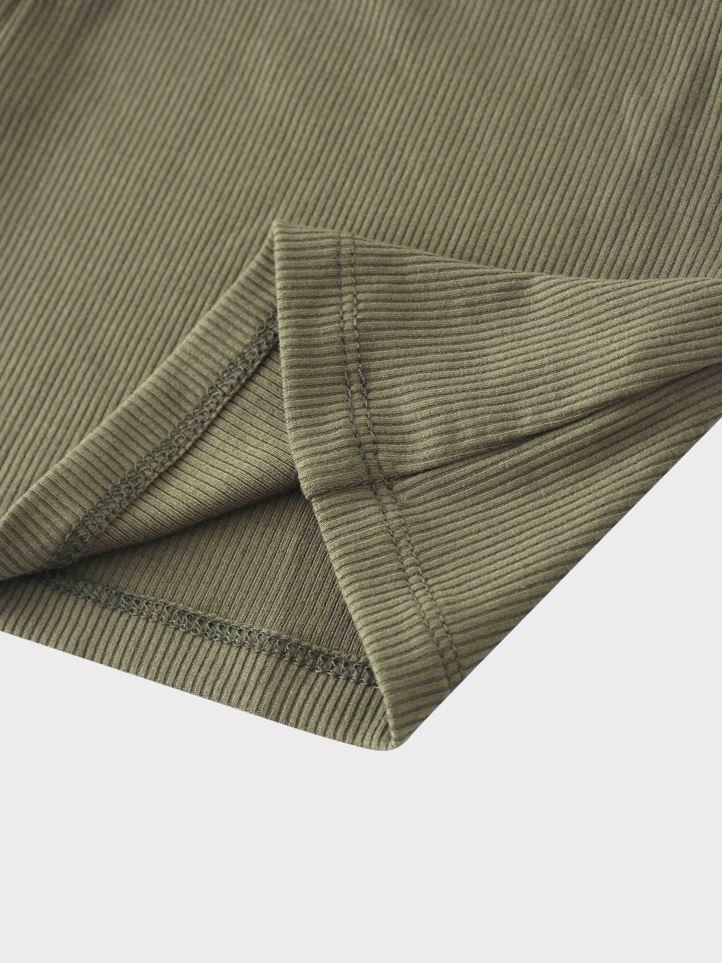 Panel Ribbed Skirt-Olive