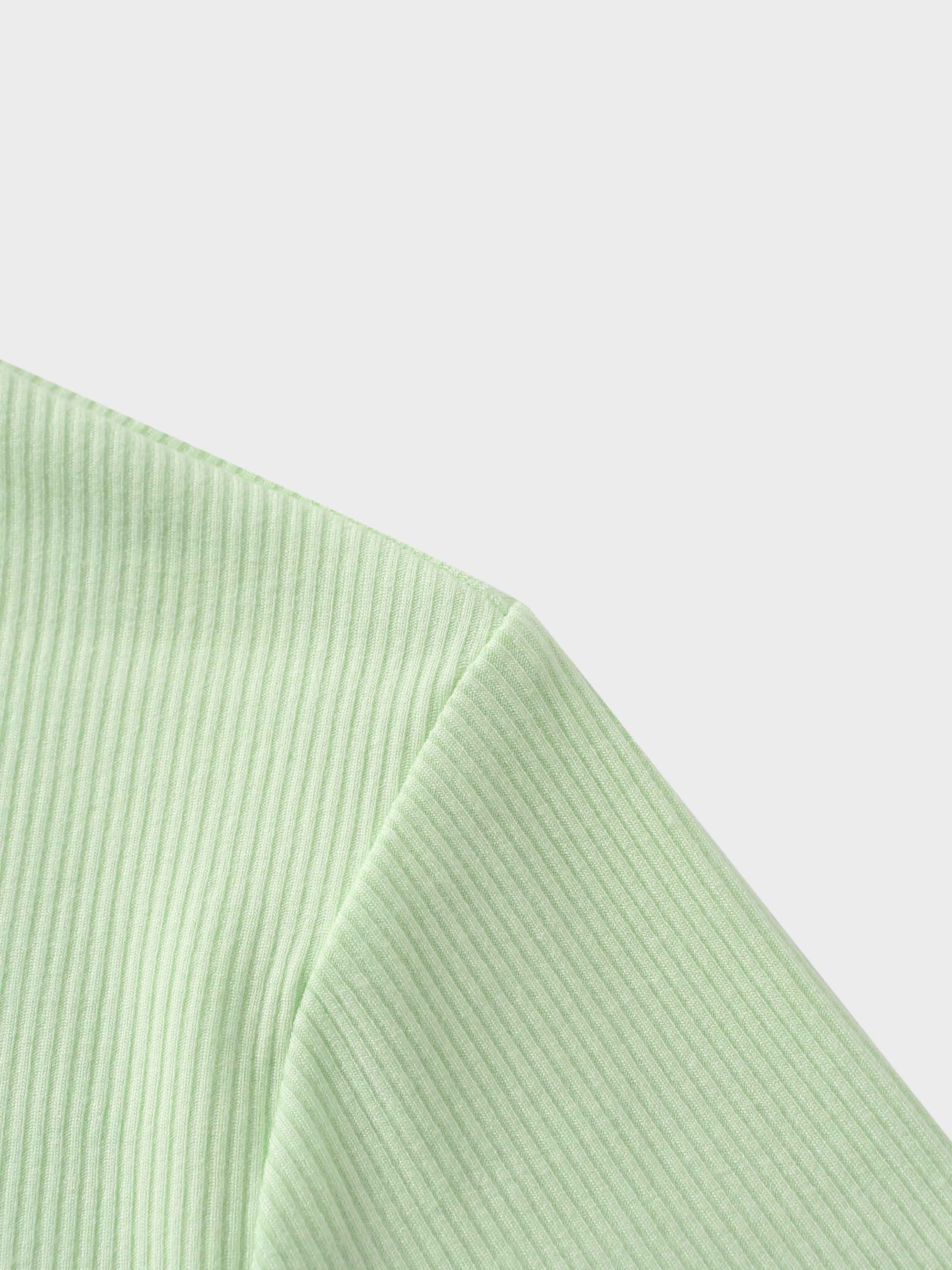Rounded Hem Ribbed T-Shirt-Mint Green