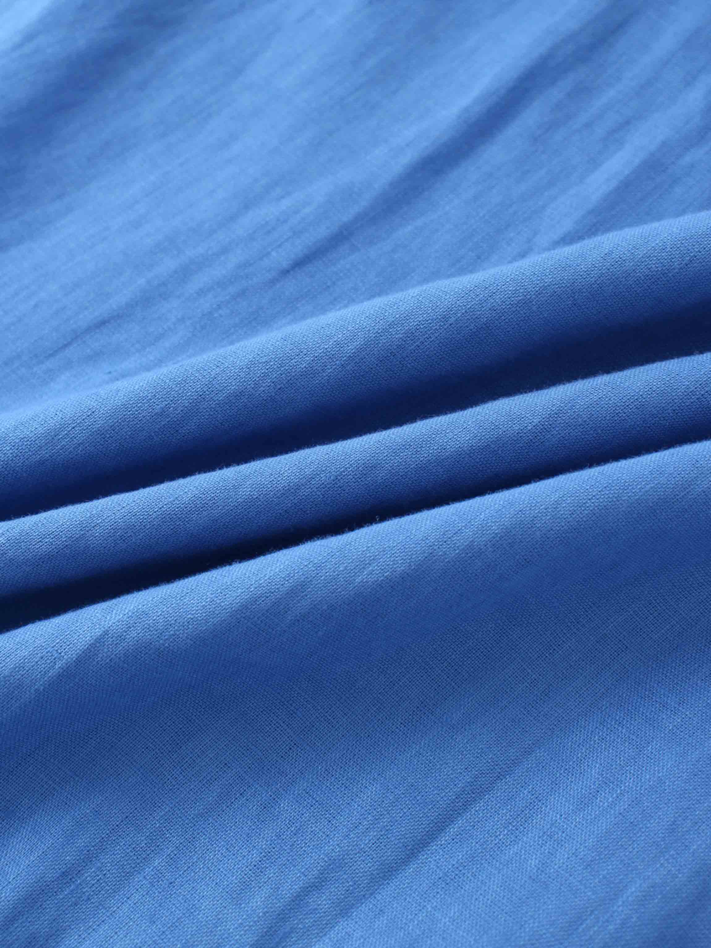 Gathered Waist Linen Skirt-Ocean Blue