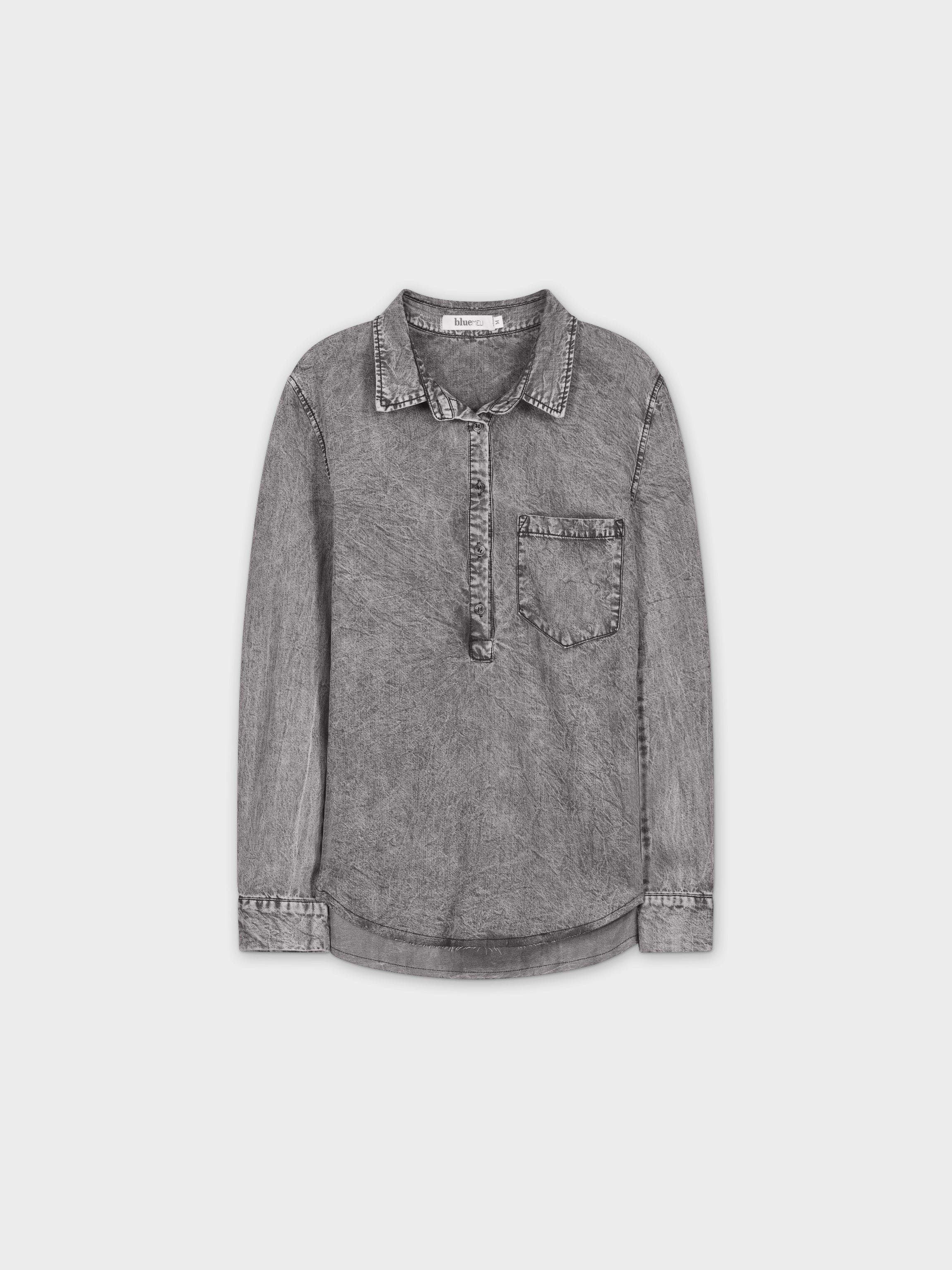 POPOVER DENIM SHIRT-WASHED BLACK