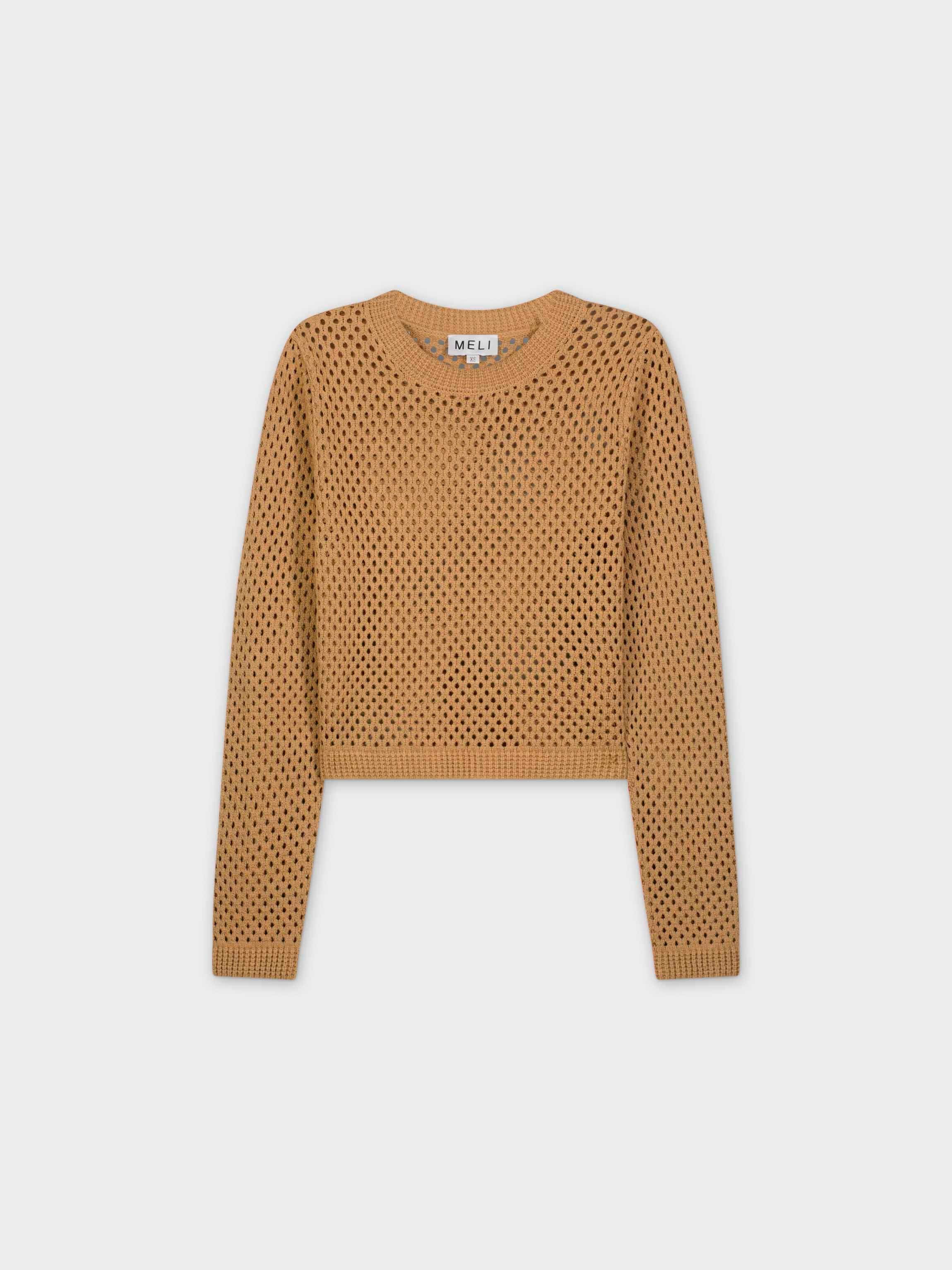 CROCHET SWEATER-TAUPE