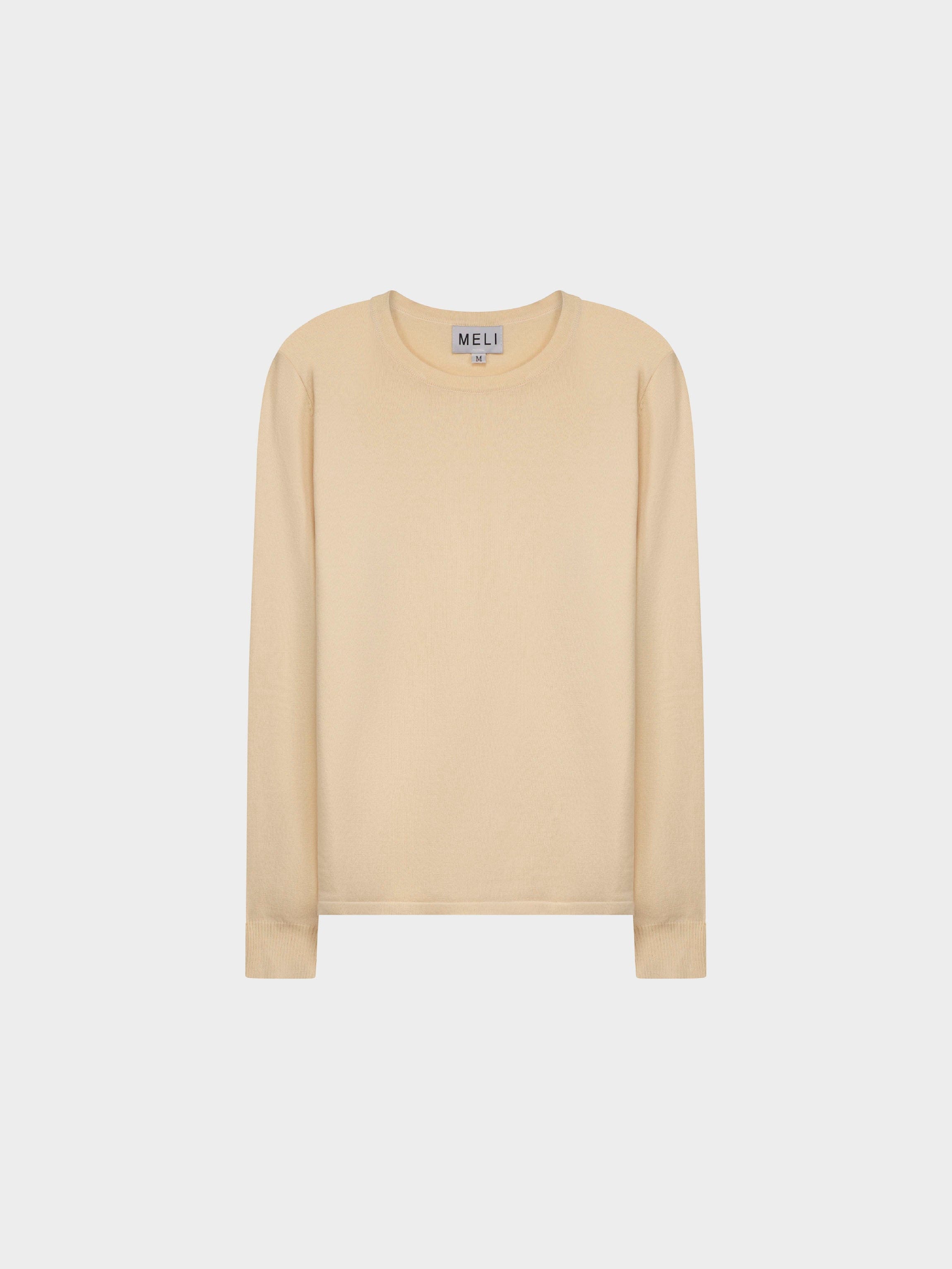 THIN KNIT CREW SWEATER-CREAM