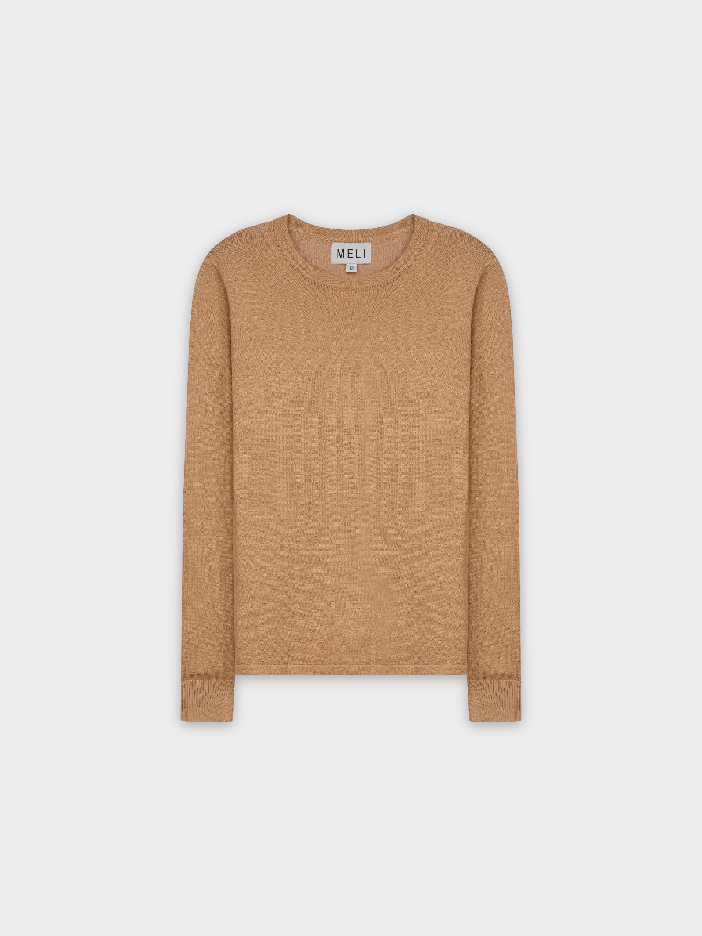 THIN KNIT CREW SWEATER-MAUVE