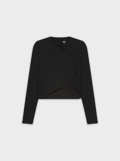 CROP CROSSOVER TEE-BLACK