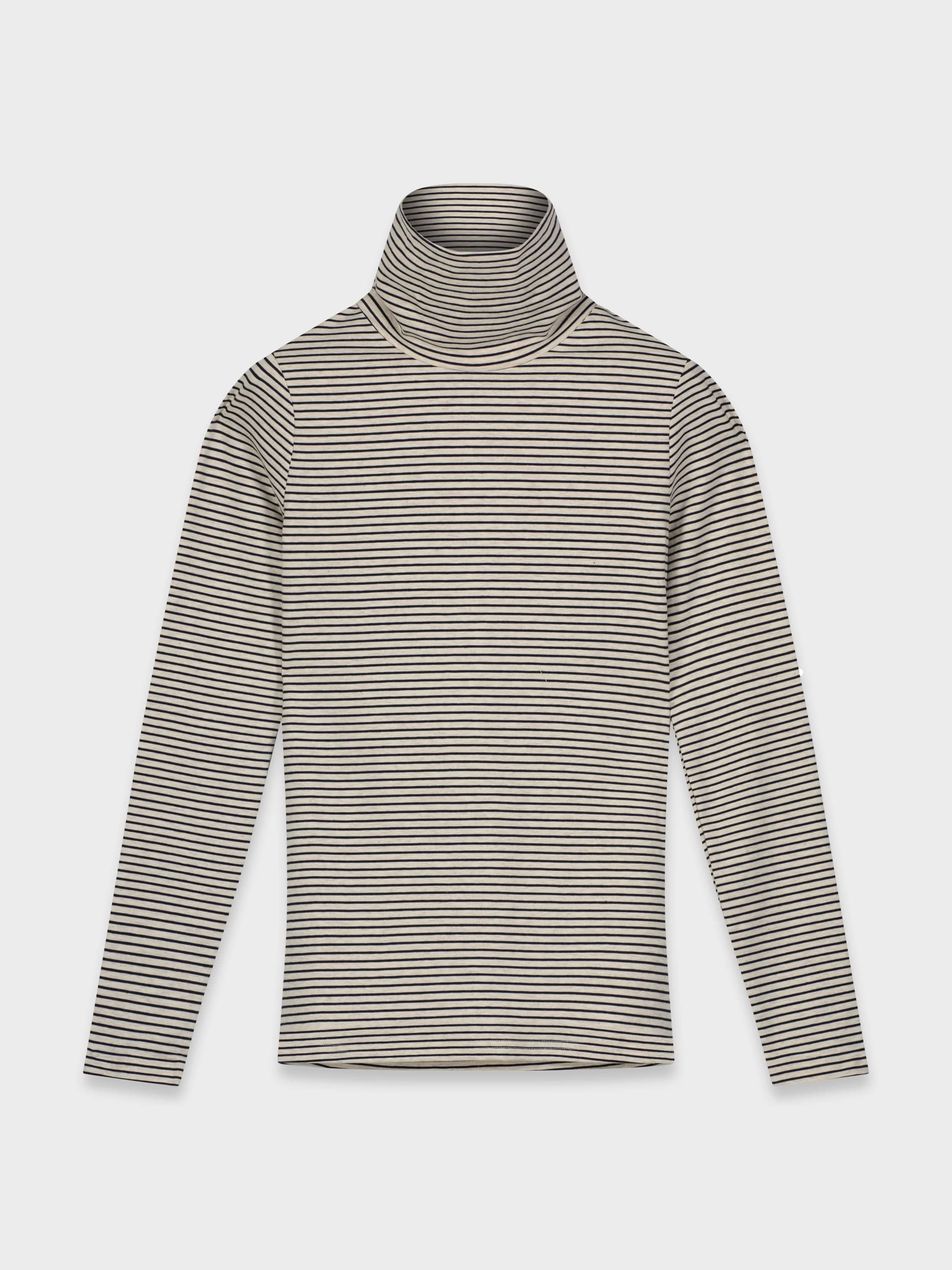 STRIPE TURTLENECK-HEATHER BLACK