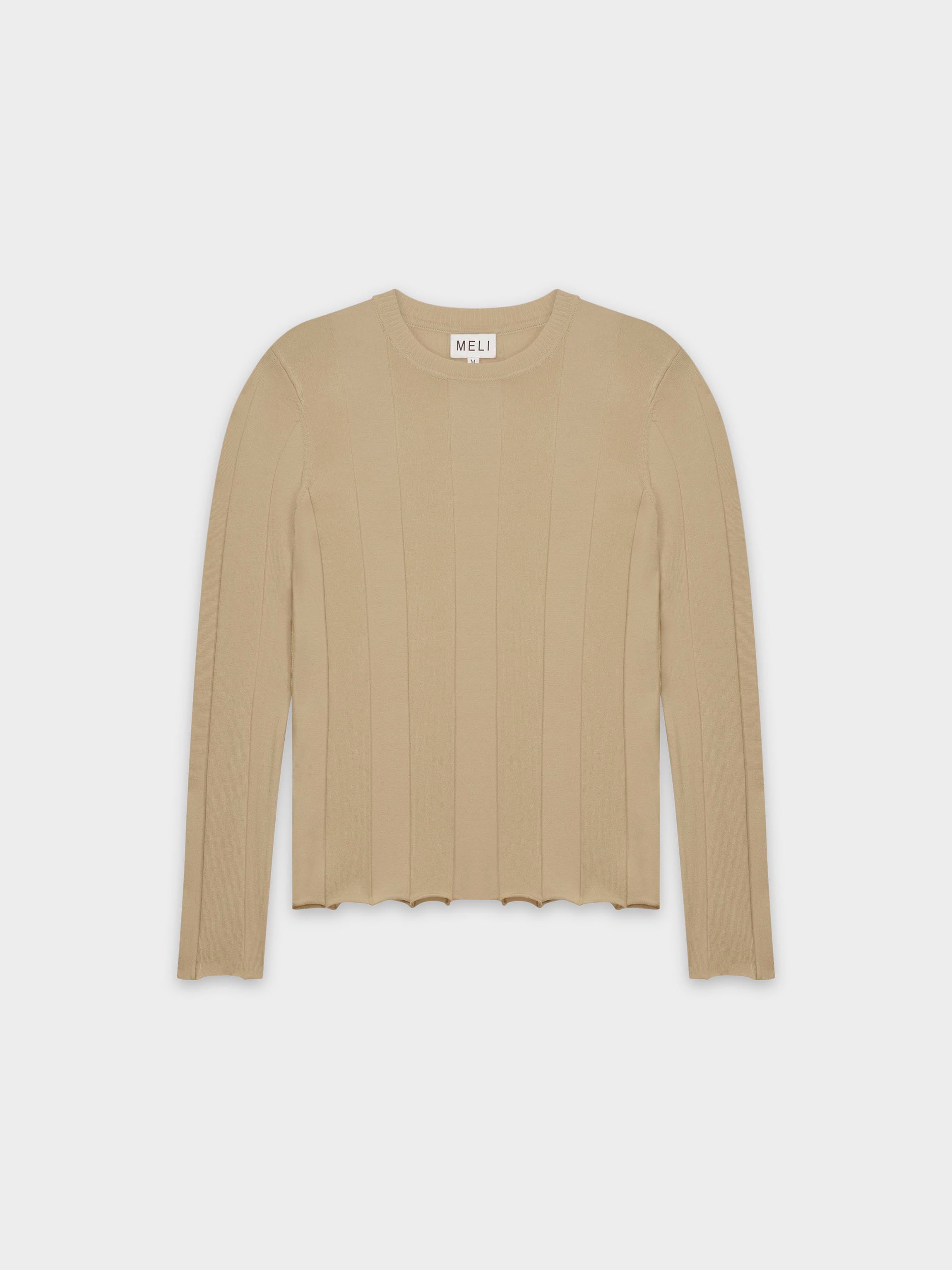 WIDE RIBBED SWEATER-TAN