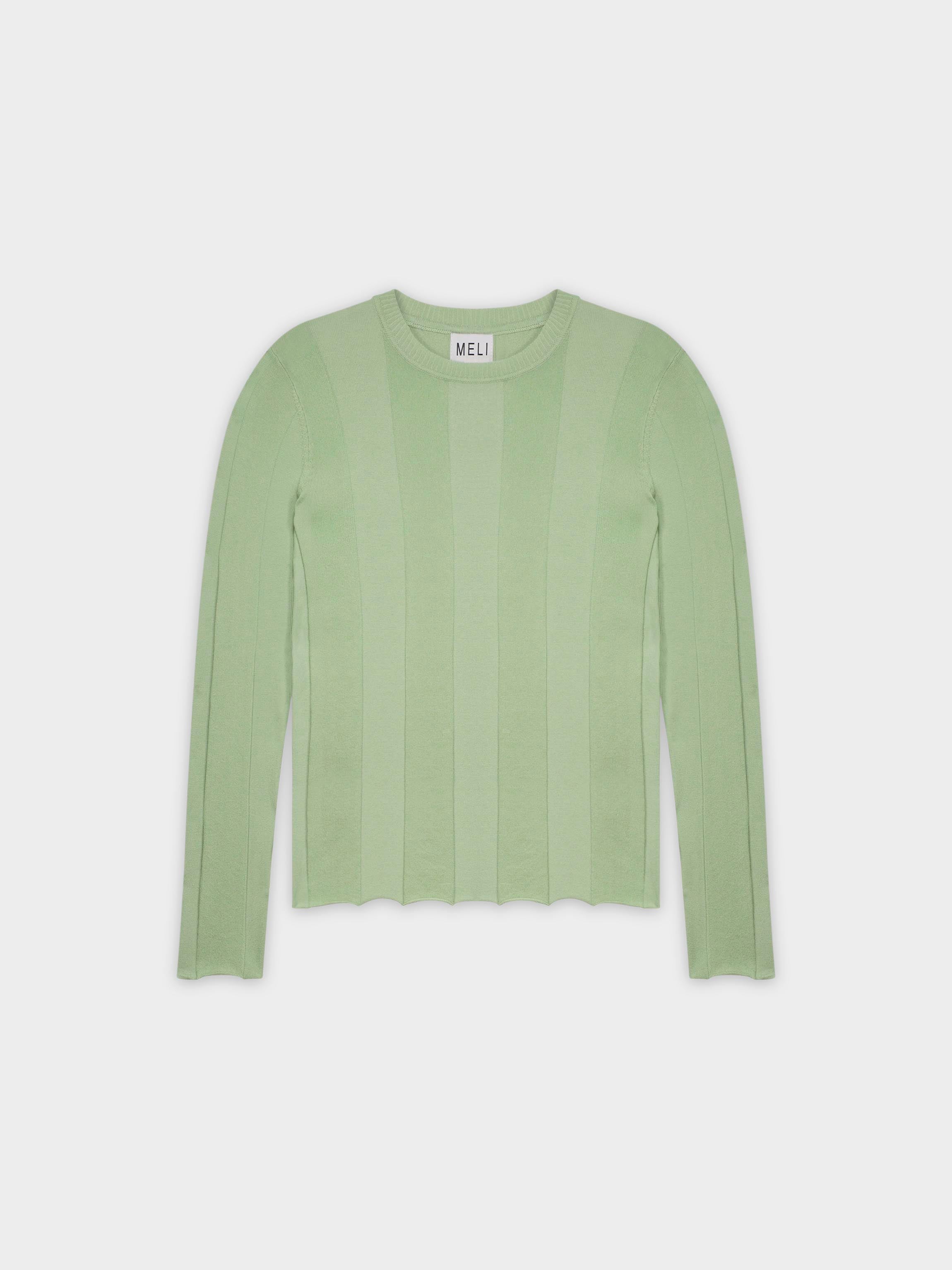WIDE RIBBED SWEATER-SAGE GREEN