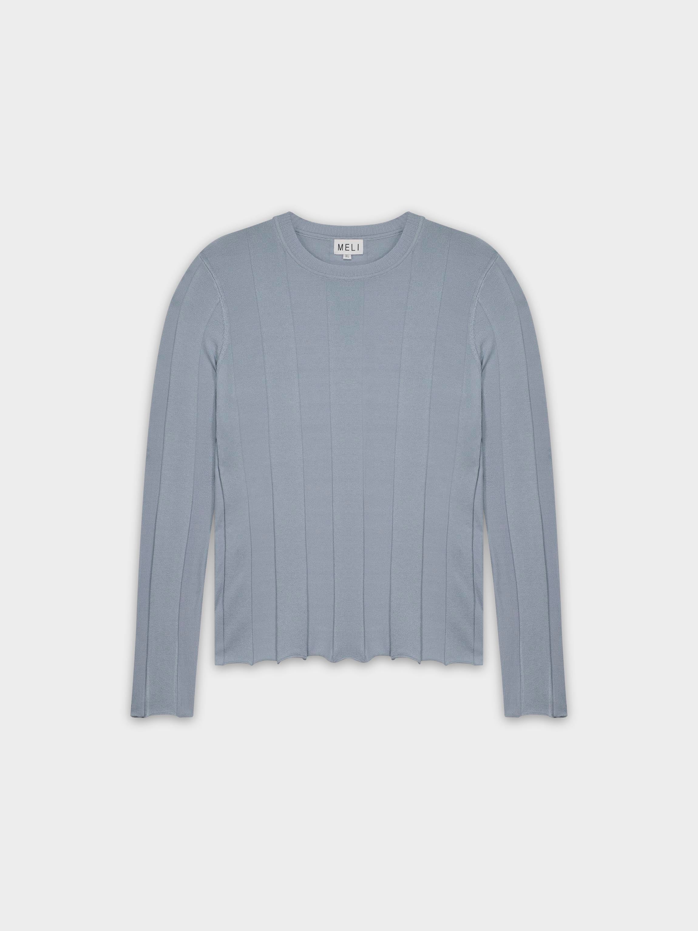 WIDE RIBBED SWEATER-STEEL BLUE