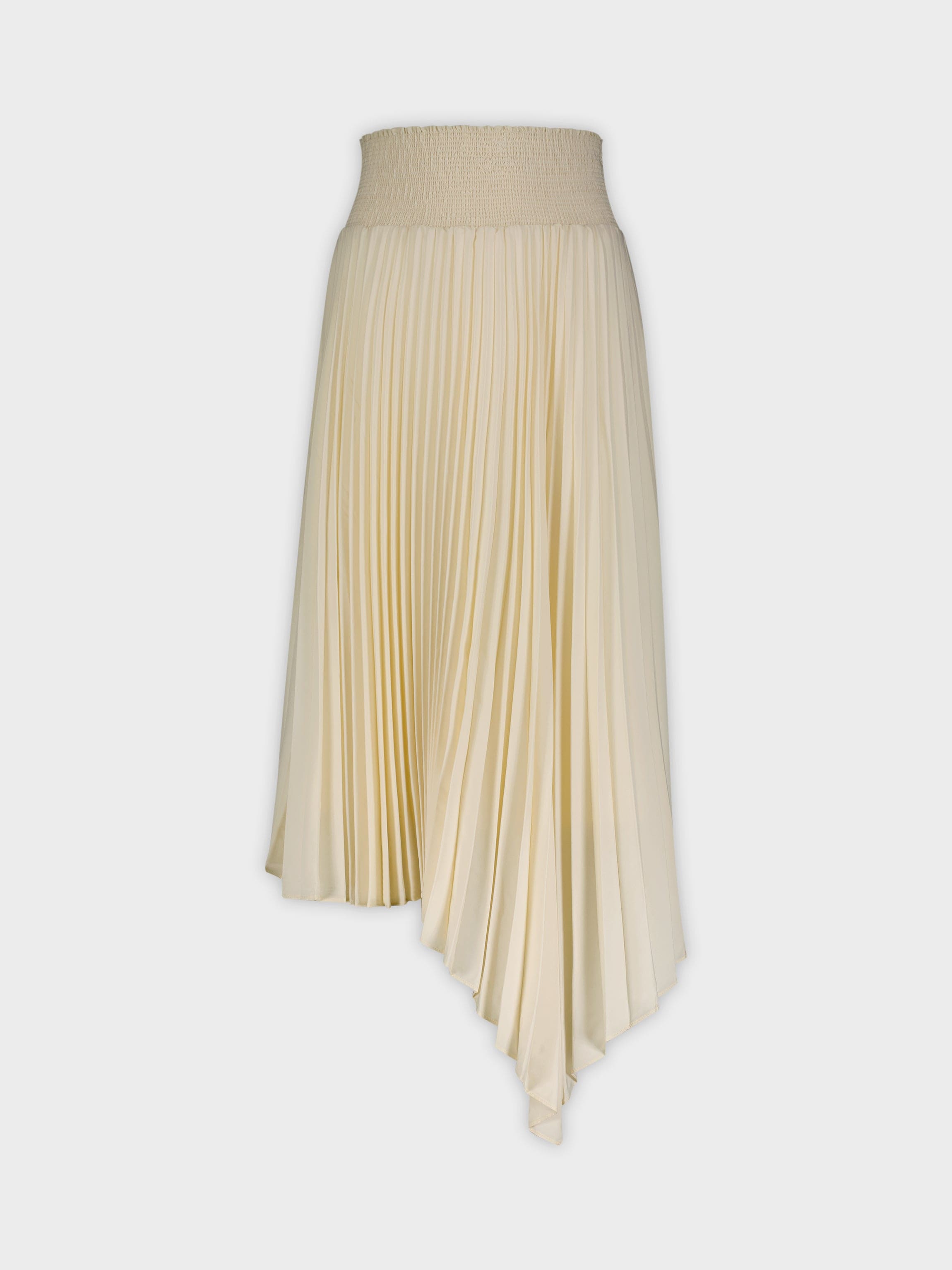 SHIRRED WAIST PLEATED SKIRT (SHORT)-CREAM